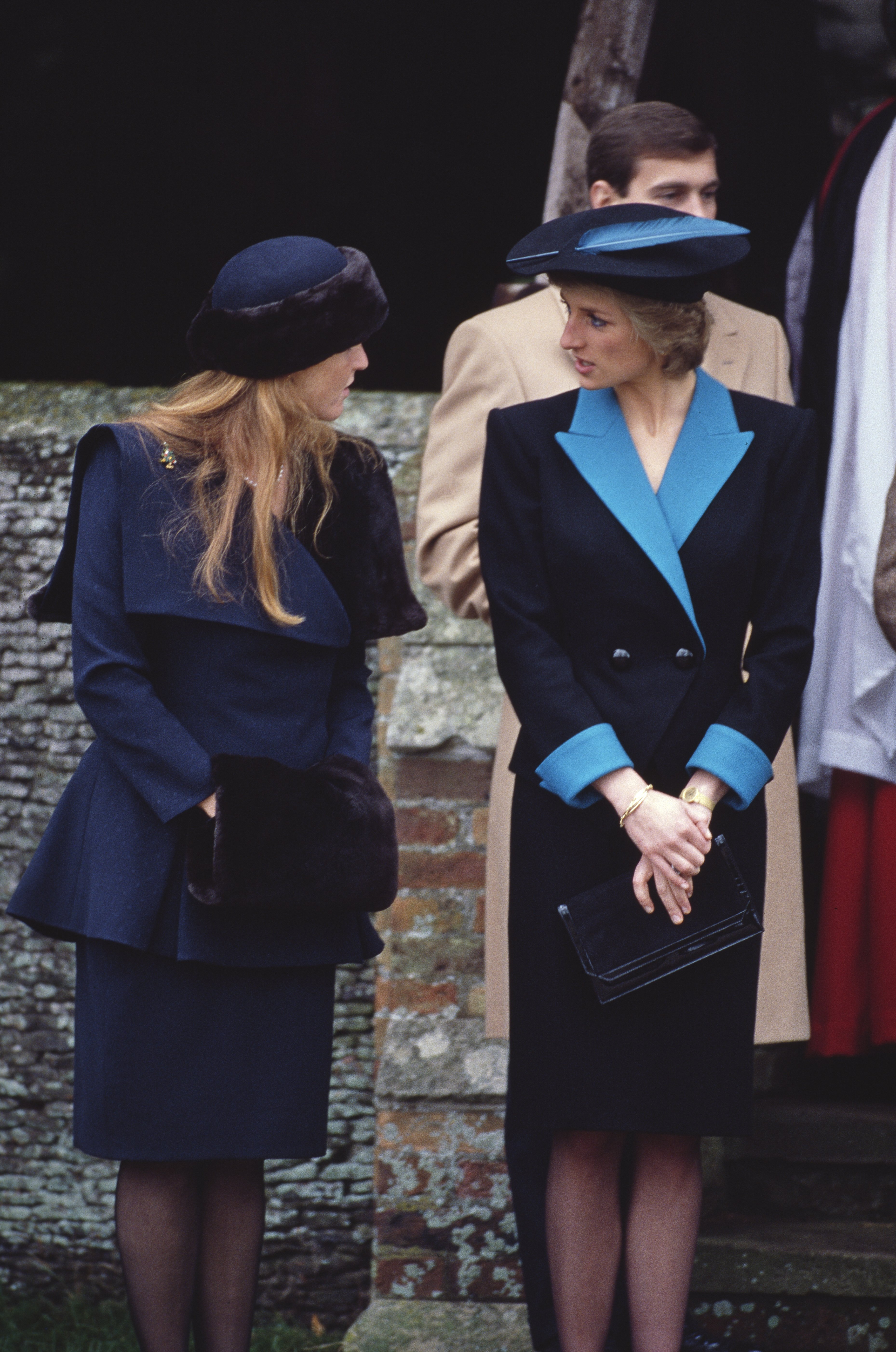 Sarah, Duchess of York and Diana, Princess of Wales during the Christmas Day service at St Mary Magdalene Church on the Sandringham estate on December 25, 1988 in Norfolk, England. / Source: Getty Images