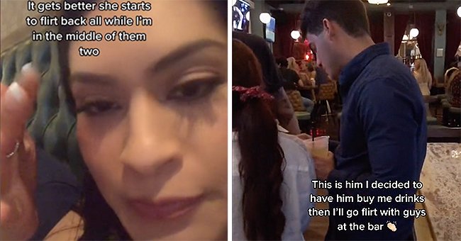 TikToker Emely S sharing a video of her date seemingly flirting with a waitress. │Source: tiktok.com/hotpinksagittarius