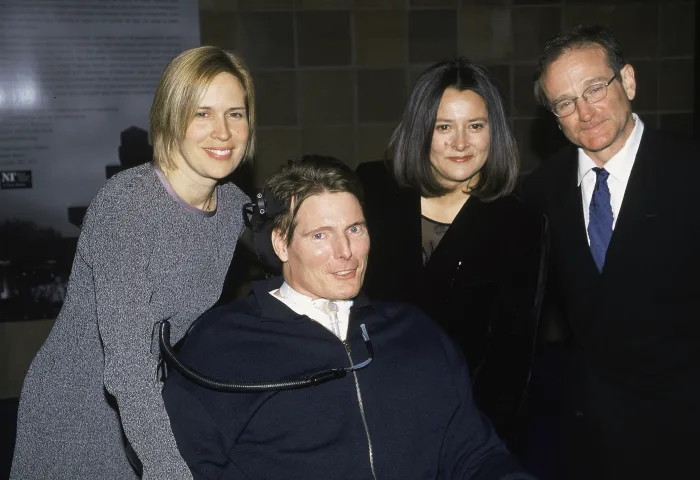 Dana Reeve, Christopher Reeve, Marsha Garces Williams and Robin Williams in February 1999 | Source: Getty Images