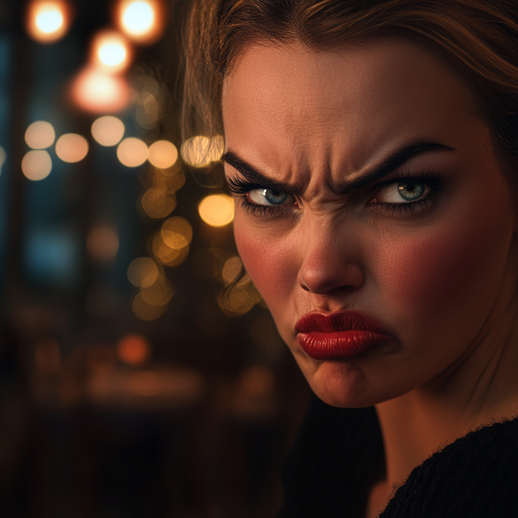 An annoyed woman pulling a long face | Source: Midjourney