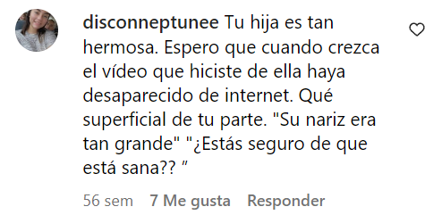 Comentario en el post de Instagram de Lucy Baehr en el que anunciaba el nacimiento de su hija Reese el 29 de octubre de 2020 | Foto: Instagram/lucybaehr