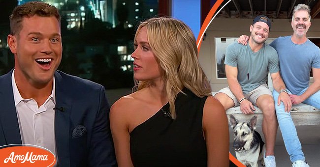 Colton Underwood and Cassie Randolph of "Jimmy Kimmel Live" [Left]. Underwood and his partner Jordan C. Brown pictured together on Instagram [Right]. | Source: Instagram/coltonunderwood YouTube/Jimmy Kimmel Live