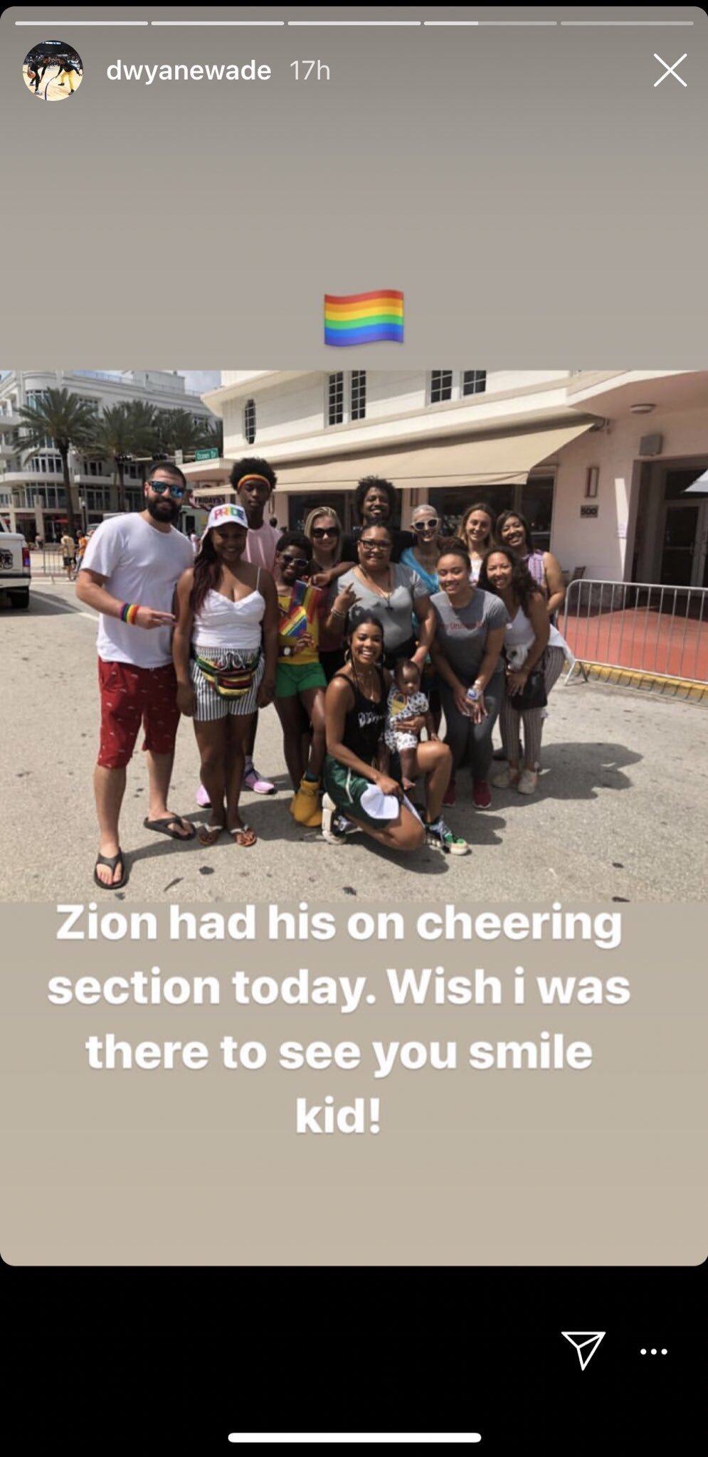 Zion Wade and his family & friends. | Source: Screenshot from Instagram story/dwyanewade