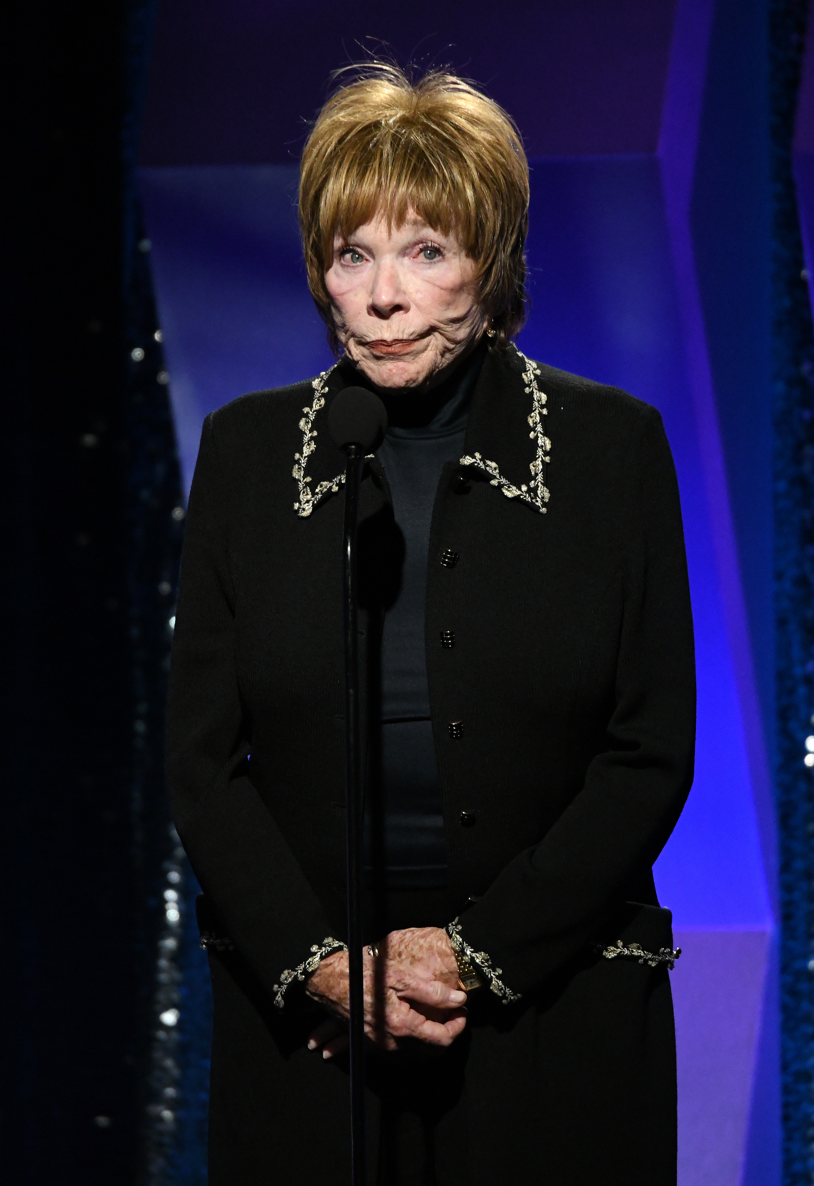 Shirley MacLaine accepts the Career Achievement Award at AARP The Magazine's 18th Annual Movies for Grownups Awards at the Beverly Wilshire Four Seasons Hotel on February 4, 2019, in Beverly Hills, California.