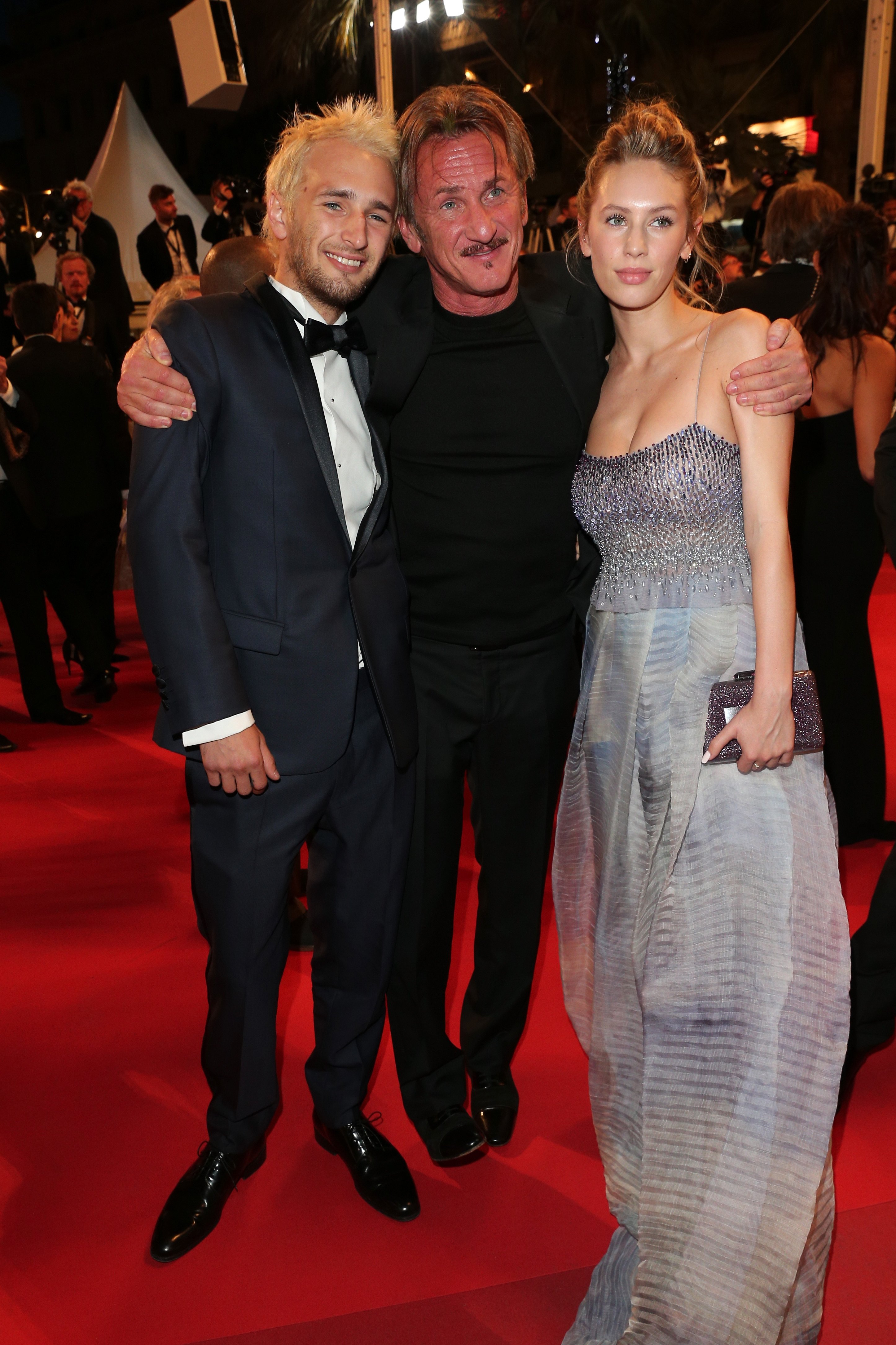 Sean Penn, his son Hopper Penn, and daughter Dylan Penn leave 