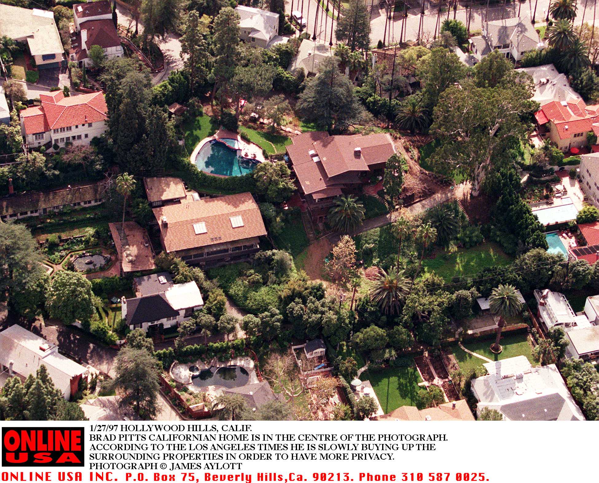 Brad Pitt extending his estate by buying up adjacent properties to his Hollywood Hills, California home on January 27, 1997 | Source: Getty Images