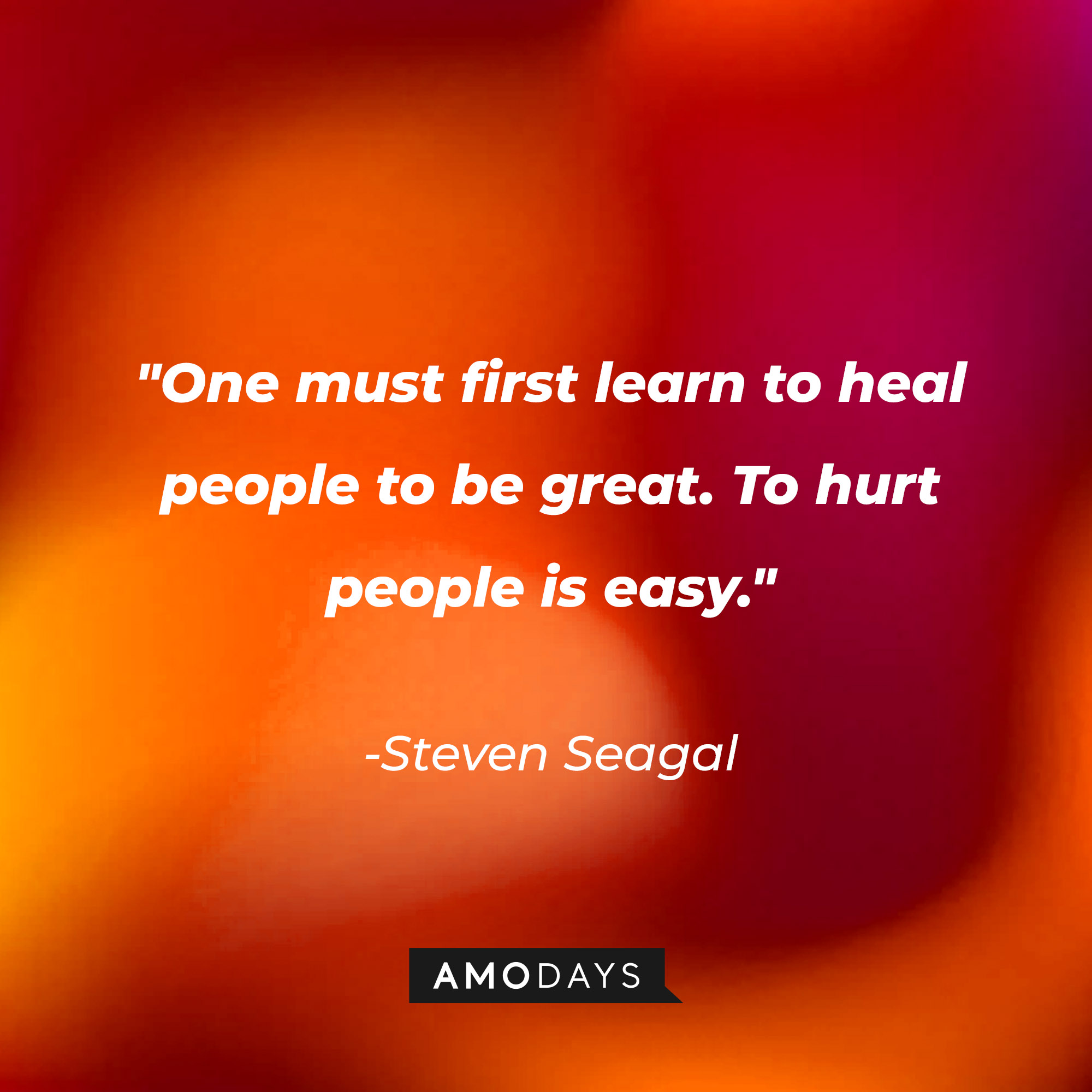 Steven Seagal’s quote: "One must first learn to heal people to be great. To hurt people is easy." | Image: AmoDays