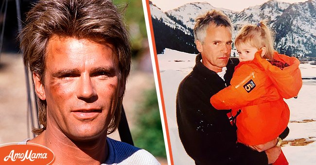 Richard Dean Anderson as Angus MacGyver in November 1987 [left]. Anderson and his daughter, Wylie, in the mid-1990s | Photo: Getty Images - Instagram.com/rixxanderson