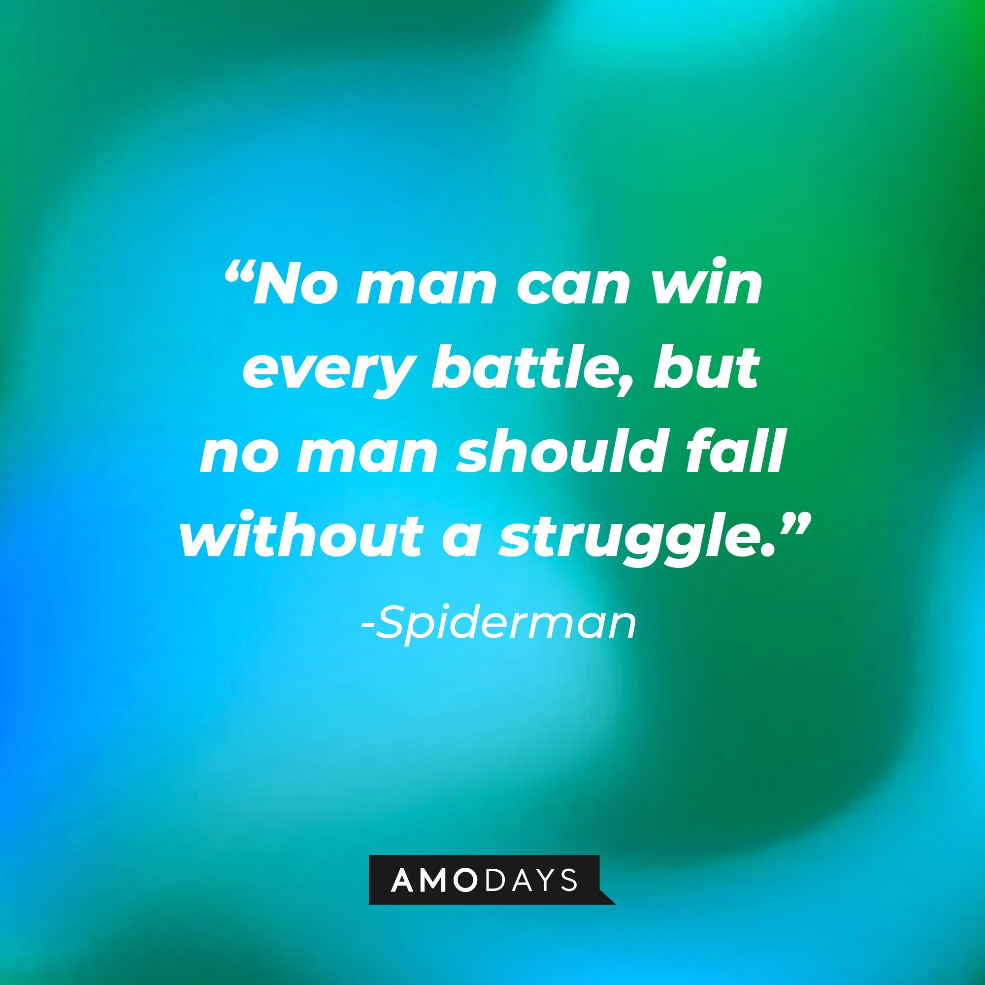 Spiderman 's quote: “No man can win every battle, but no man should fall without a struggle.” | Image: AmoDays