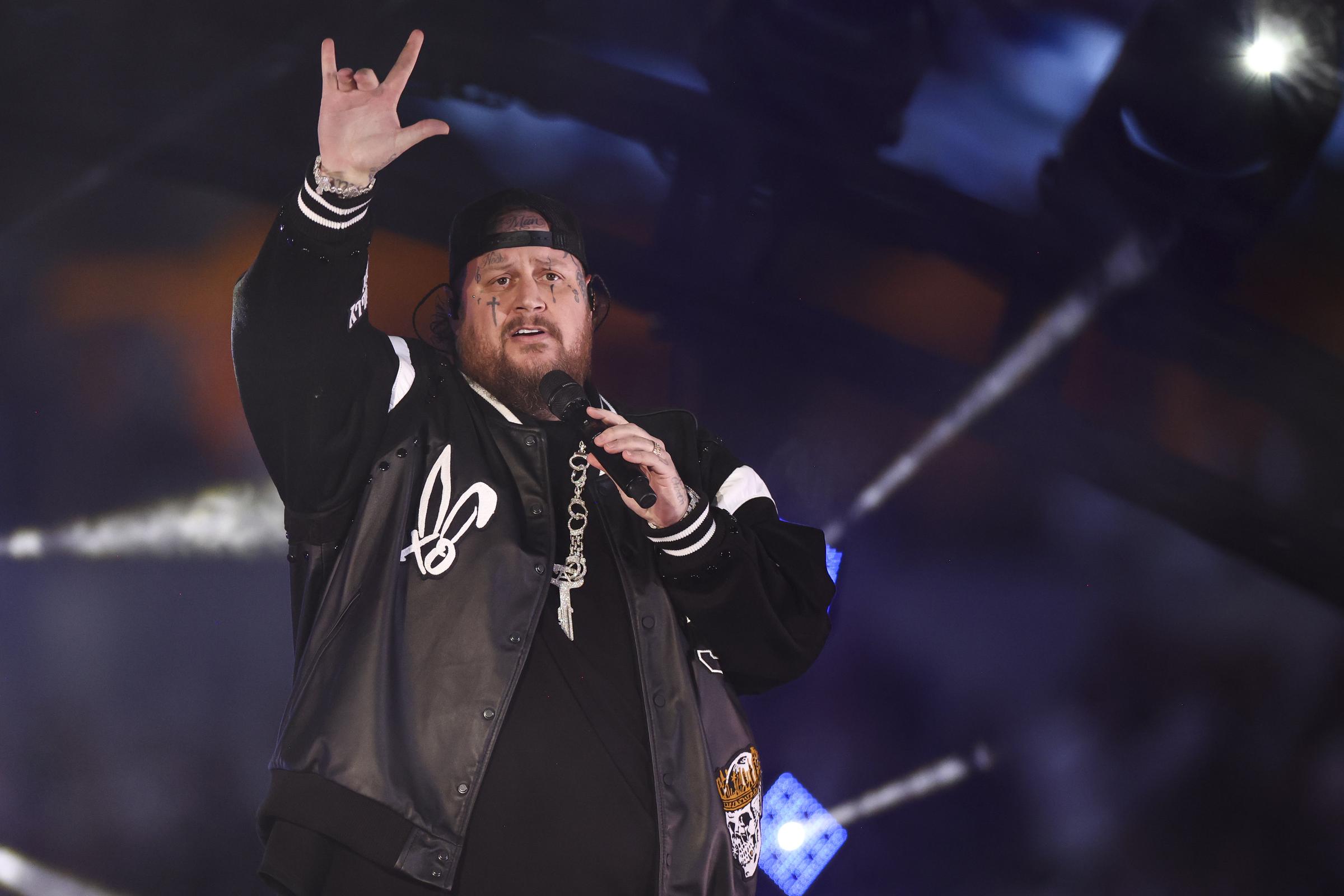 Jelly Roll performs during halftime of an NFL football game at AT&T Stadium on November 28, 2024, in Arlington, Texas | Source: Getty Images