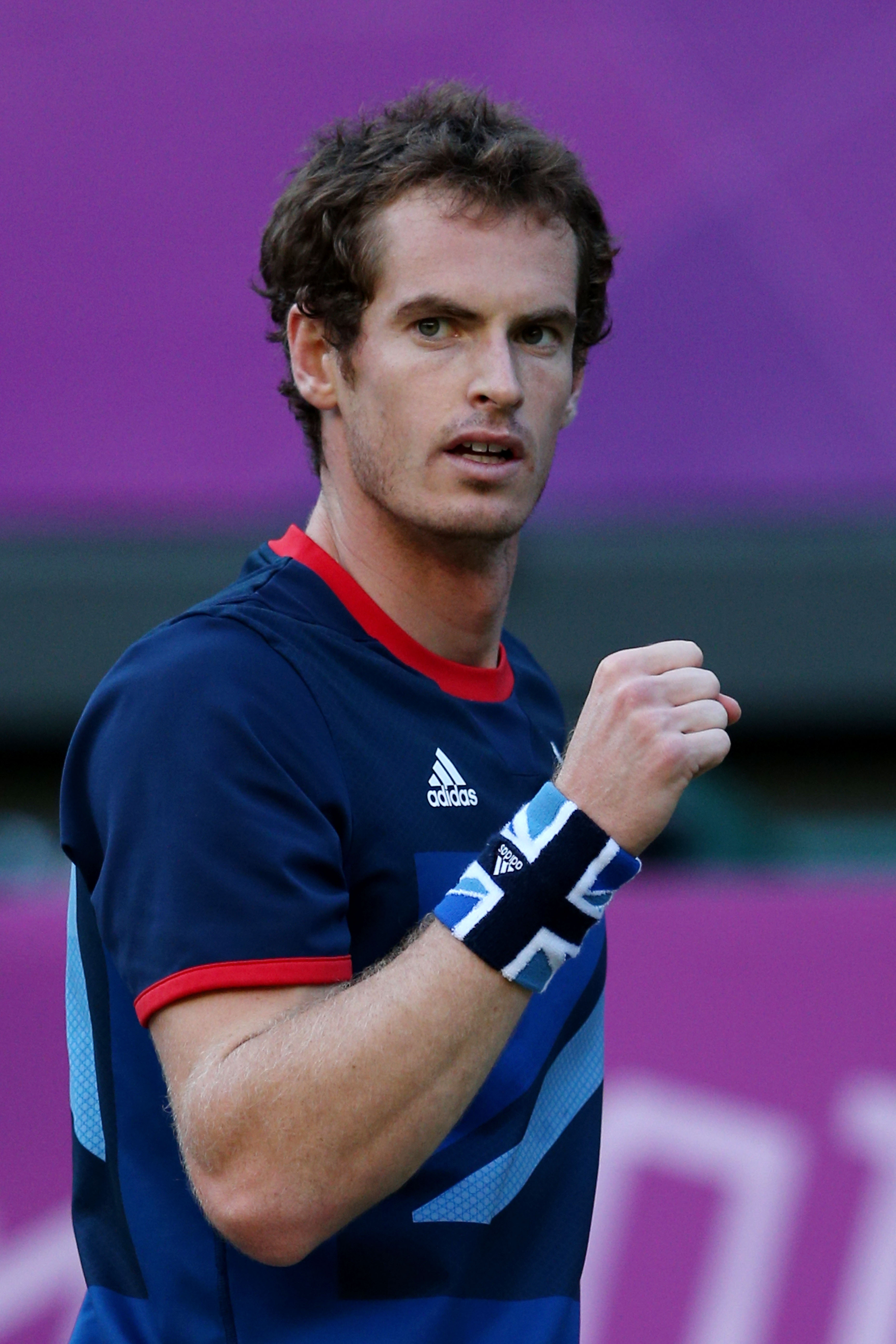 Andy Murray celebrates a point against Novak Djokovic of Serbia in the Semifinal of Men's Singles Tennis on Day 7 of the London 2012 Olympic Games at Wimbledon on August 3, 2012 in London, England | Source: Getty Images