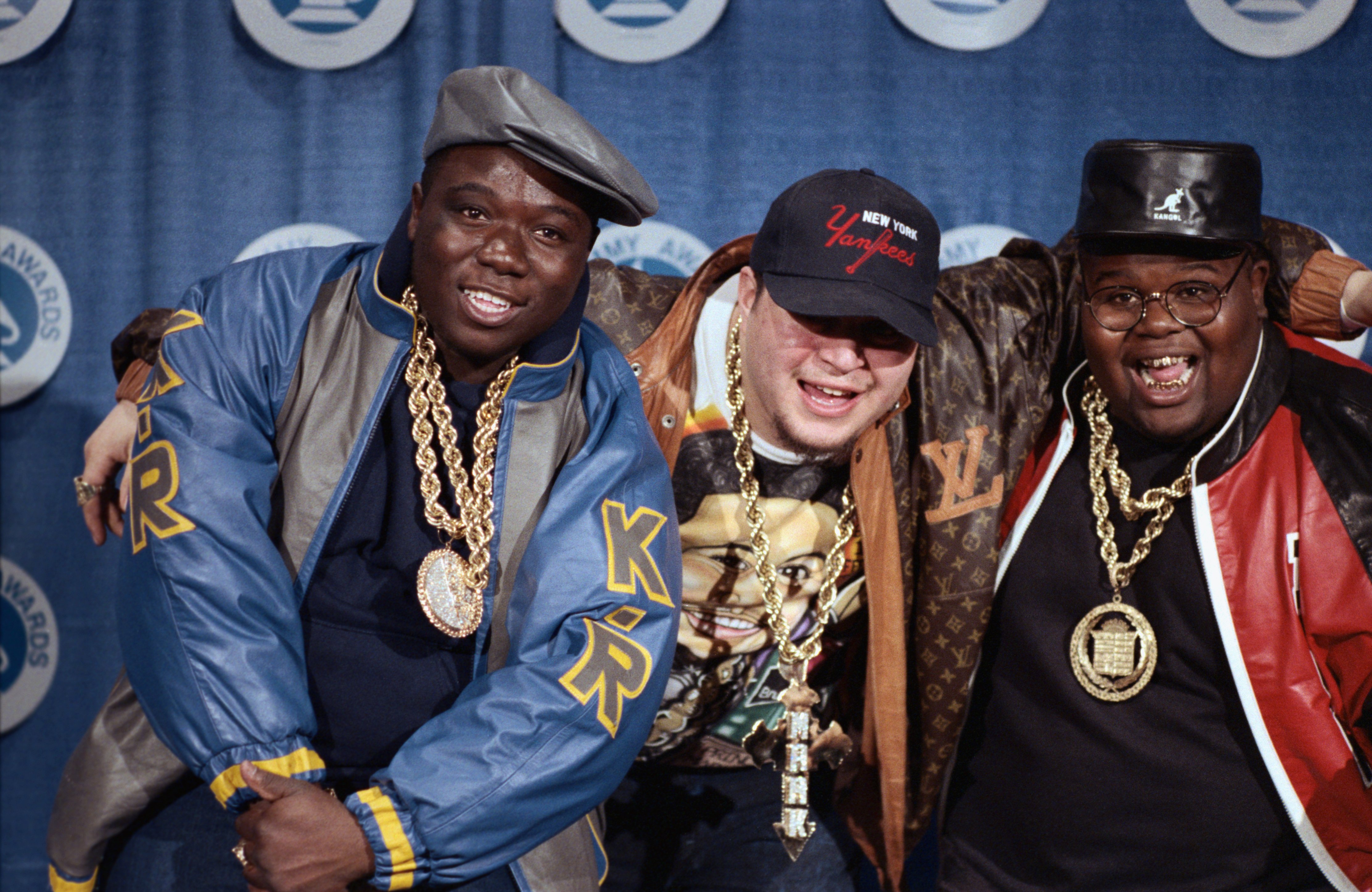 "Fat Boys" members Damon Wimbley, Mark Anthony Morales, and Daren Robinson at the Grammy Awards on March, 1988.| Photo: Getty Images.