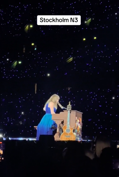 Taylor Swift performing during her Eras Tour concert in Stockholm, Sweden, posted on May 20, 2024 | Source: TikTok/evelinahansen1