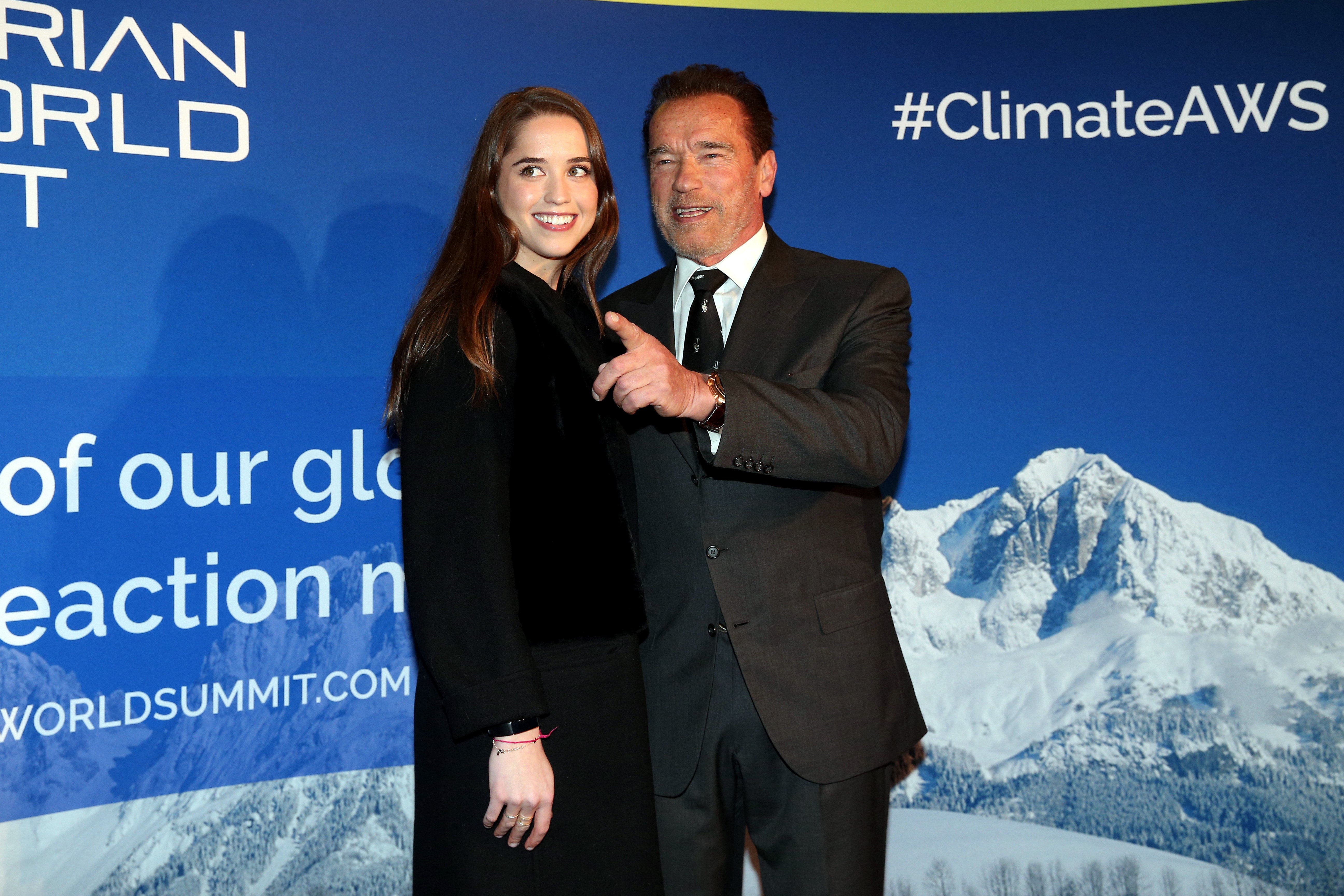 Arnold Schwarzenegger and Christina Schwarzenegger at the Schwarzenegger climate initiative charity dinner at Country Club in Kitzbuehel, Austria, on January 23, 2020. | Source: Getty Images