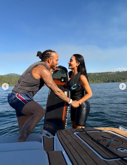 Lewis Hamilton and Kim Kardashian from a post dated July 16, 2026. | Source: Instagram/lewishamilton