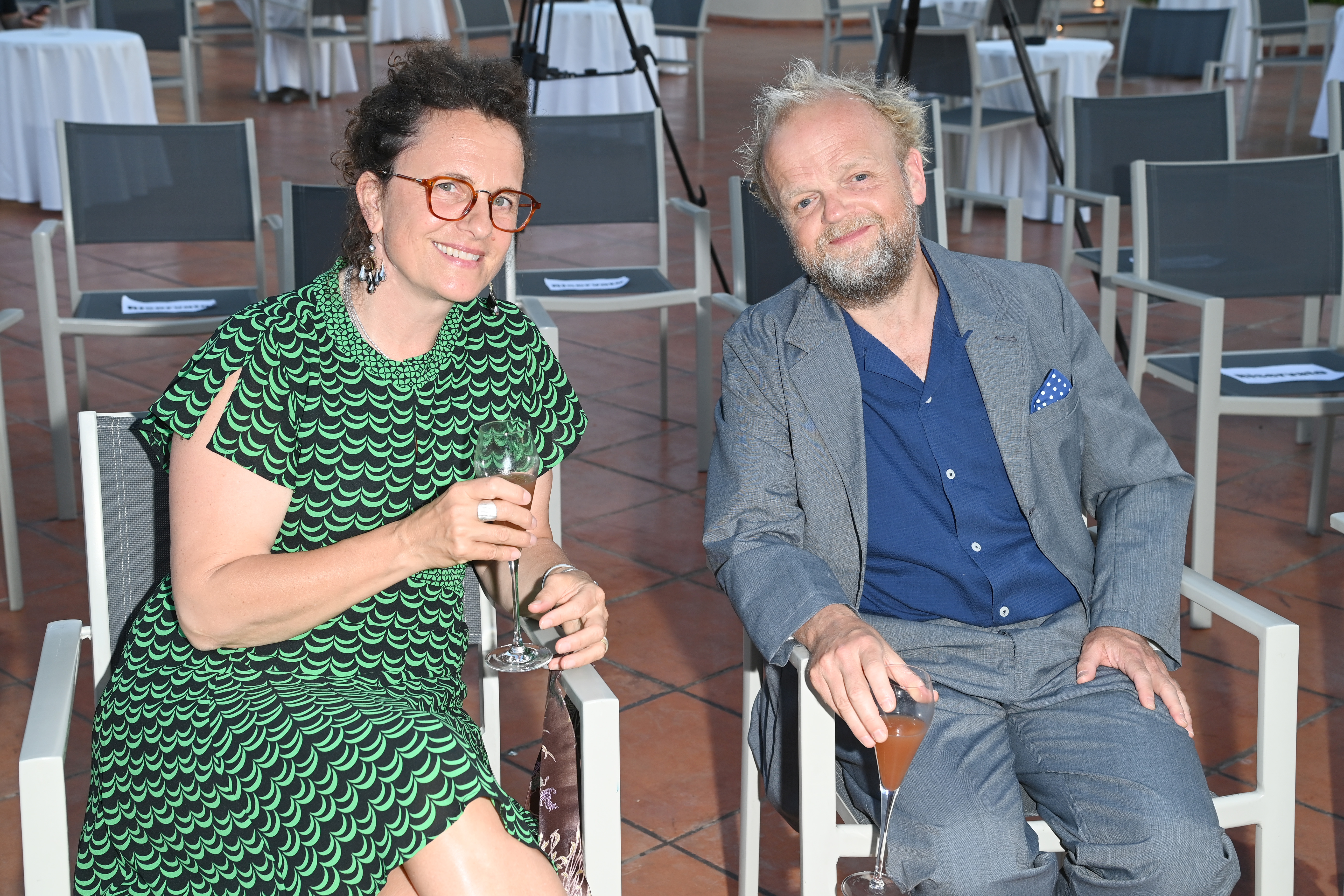 Karen Jones and Toby Jones attend the third day of Filming Italy Sardegna Festival at Forte Village Resort on July 24, 2020, in Santa Margherita di Pula, Italy | Source: Getty Images