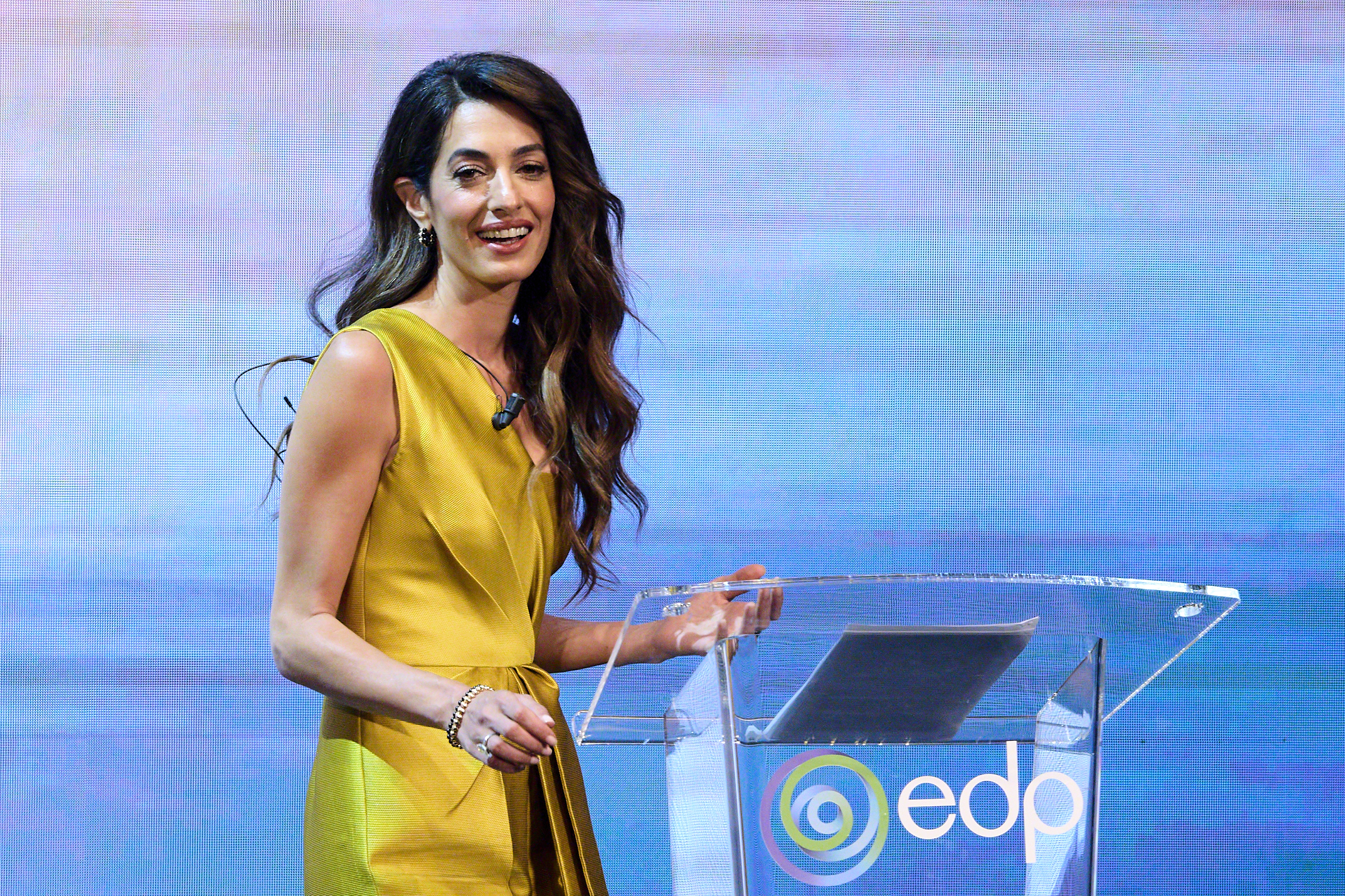 Amal Clooney attends the "We Choose the Earth" Mundial Conference at the EDP Gran Vía Theater, on June 22, 2023, in Madrid, Spain. | Source: Getty Images