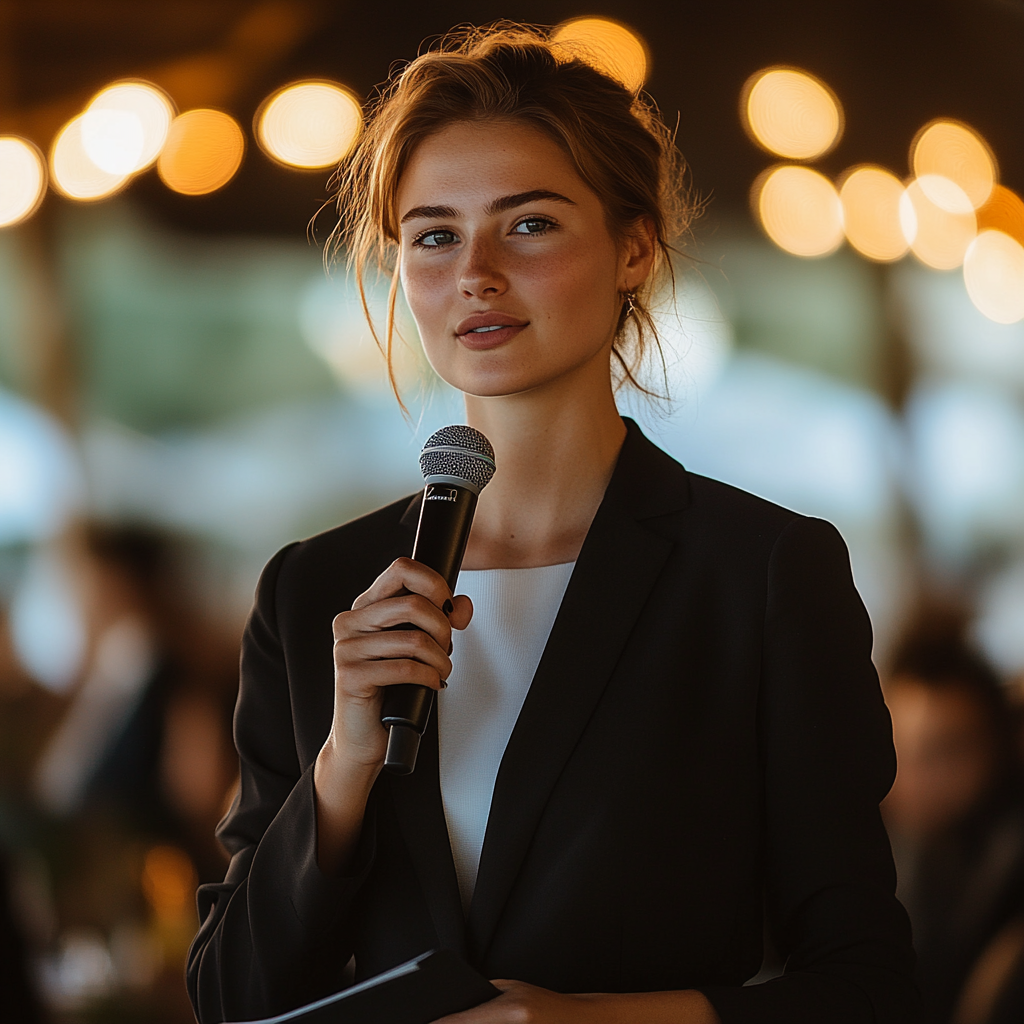 A woman making a speech | Source: Midjourney