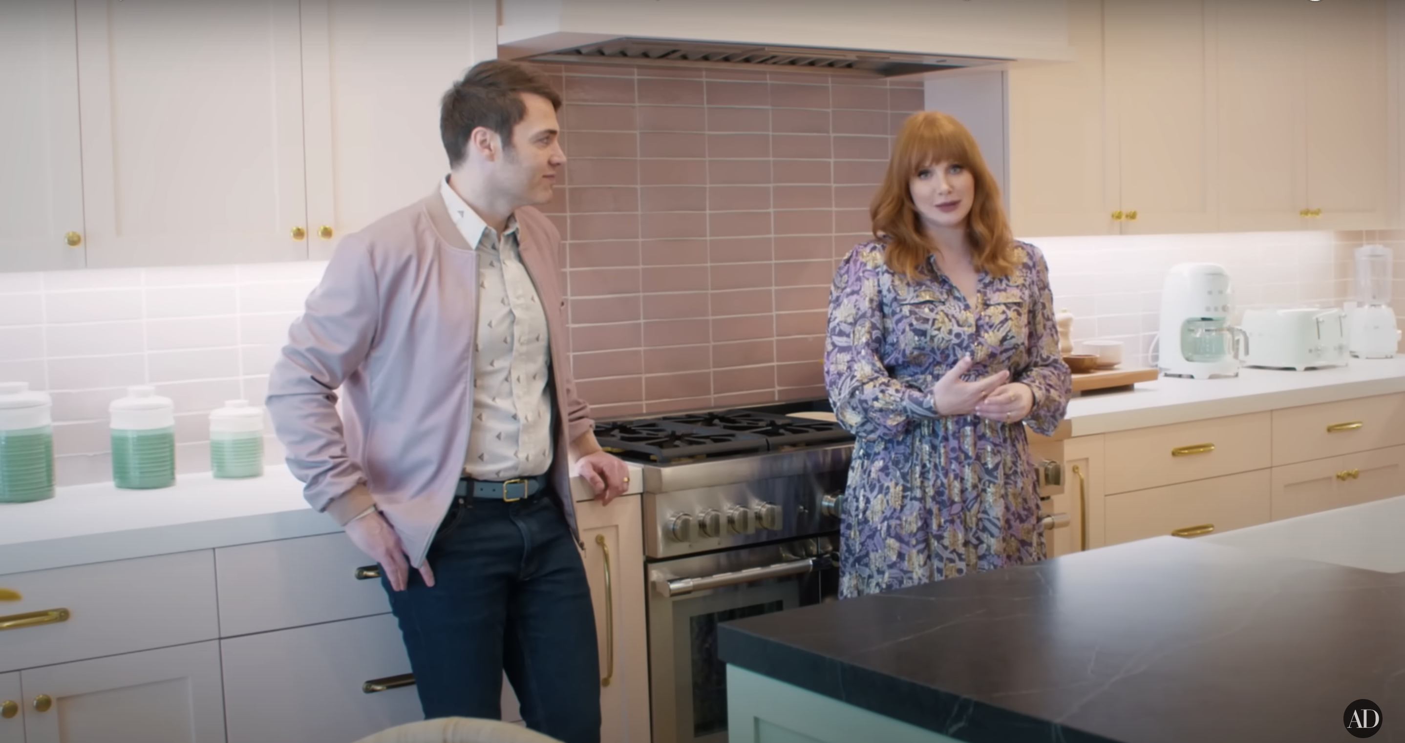 The kitchen in Bryce Howard Dallas and Seth Gabel's Los Angeles Home | Source: https://www.youtube.com/@Archdigest