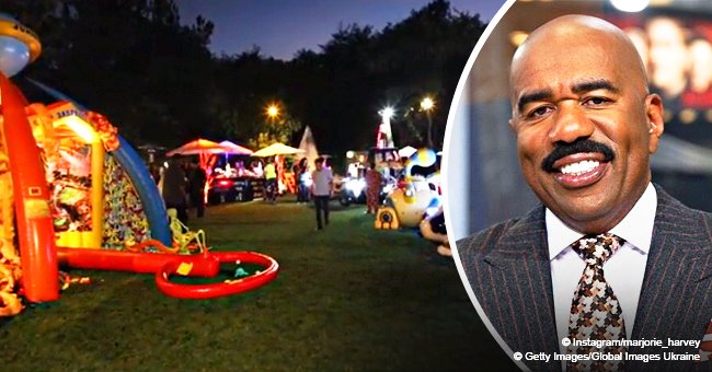 Steve Harvey transforms backyard into amusement park for his grandkids in video