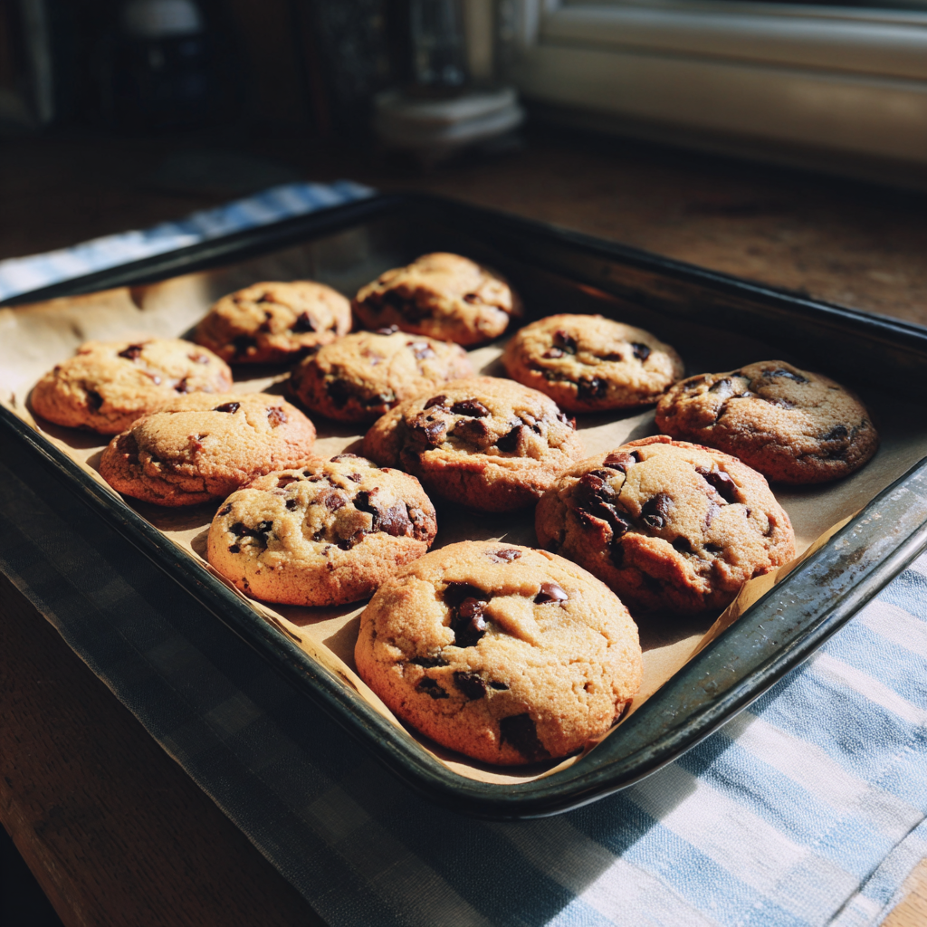 Freshly baked chocolate chip cookies | Source: Midjourney