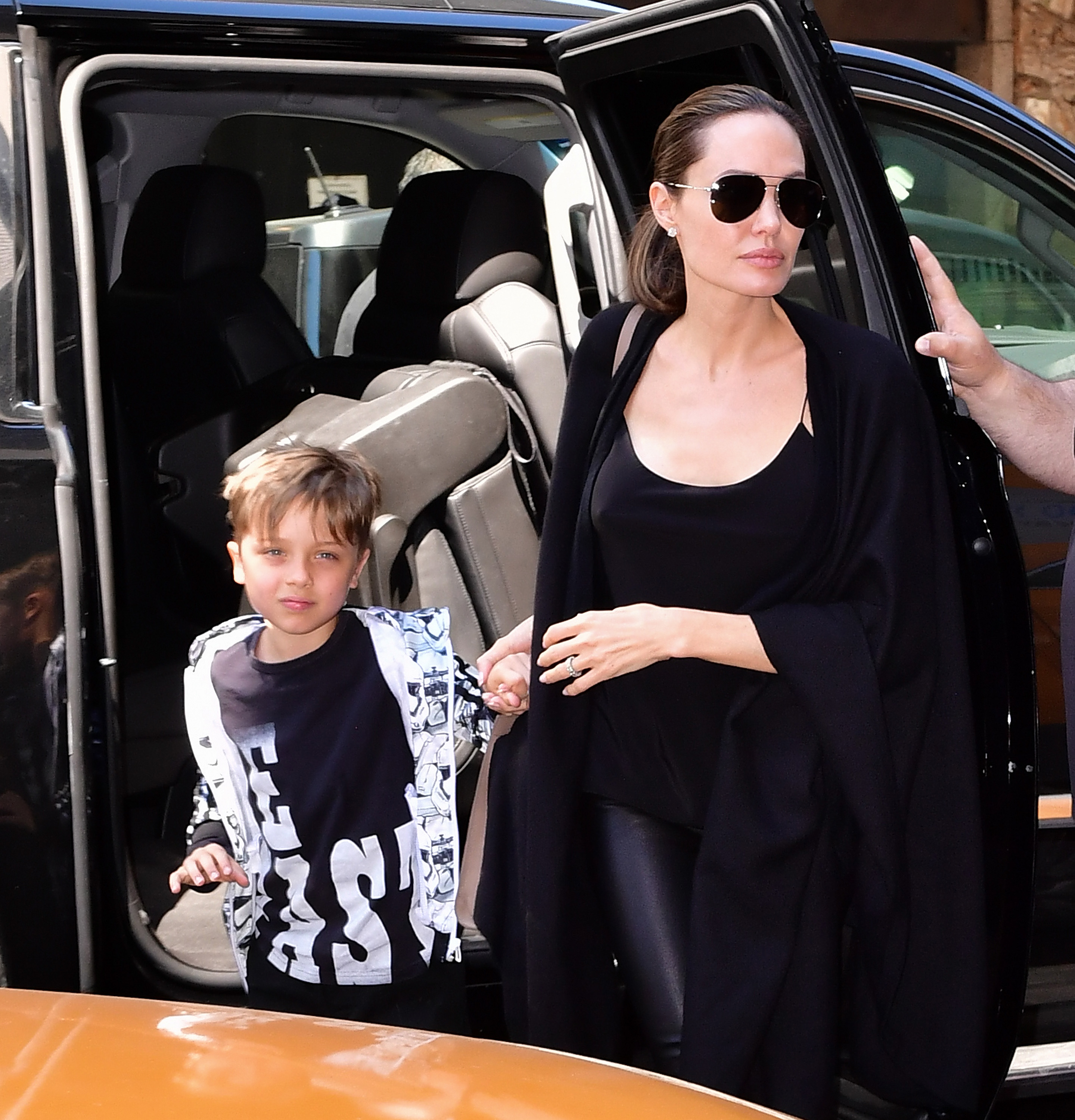 Knox Jolie-Pitt and Angelina Jolie seen in New York City on June 17, 2016 | Source: Getty Images