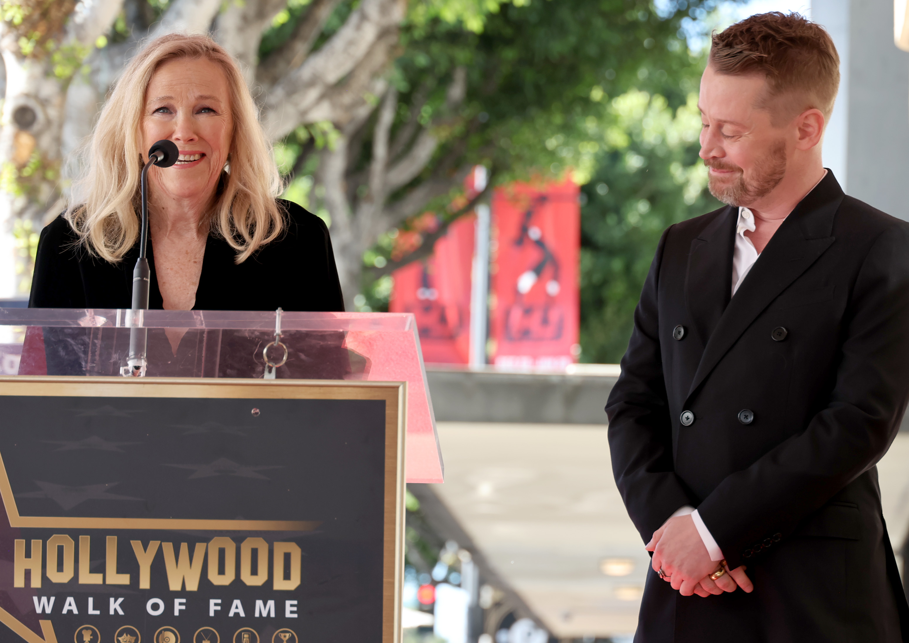 Catherine O'Hara and Macaulay Culkin at the Hollywood Walk of Fame on December 1, 2023 in LA, California | Source: Getty Images