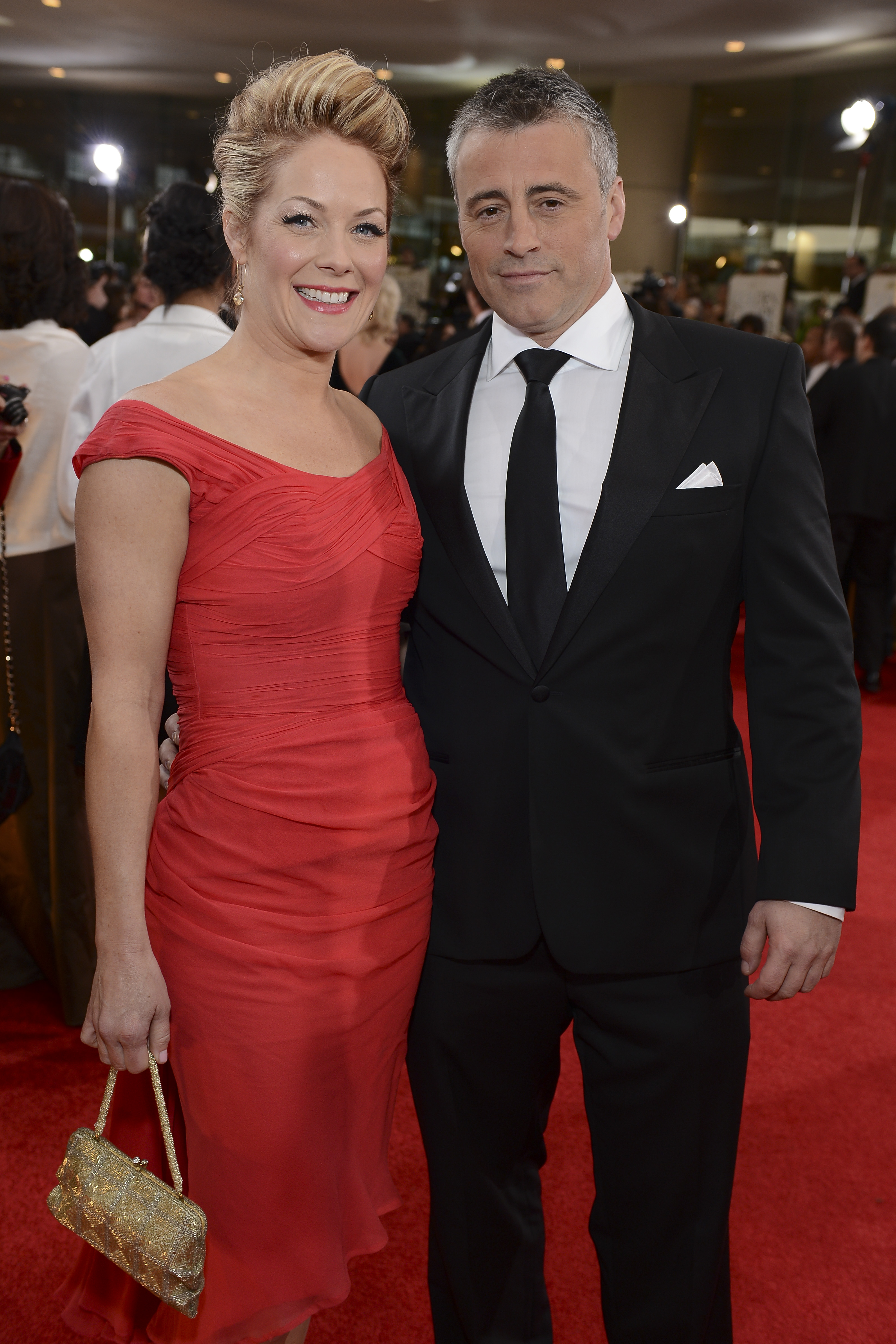 Andrea Anders and Matt LeBlanc at the 70th Annual Golden Globe Awards red carpet on January 13, 2013, in Beverly Hills, California. | Source: Getty Images