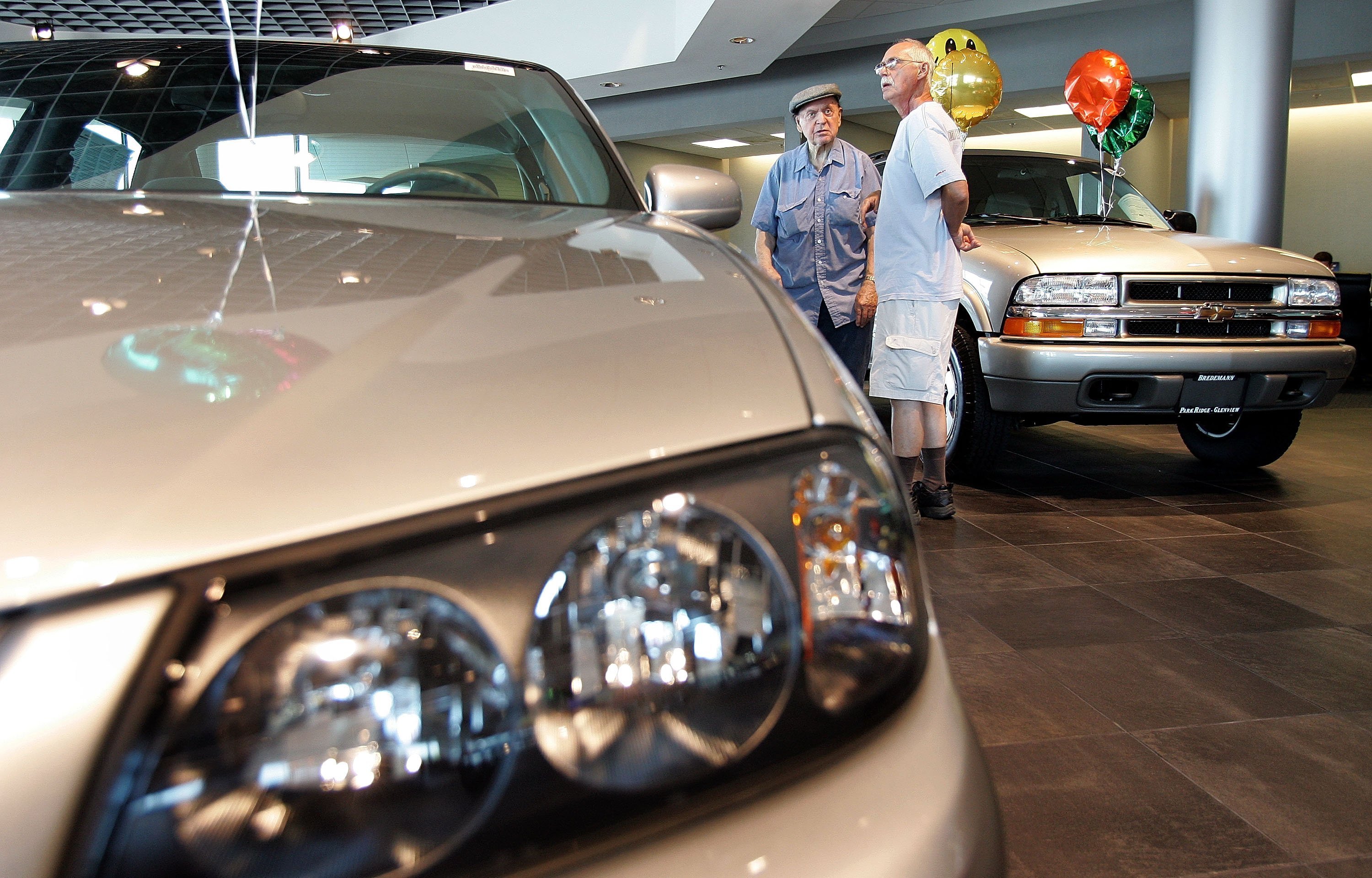 New vehicles in the showroom at Bredemann Chevrolet August 2, 2005 | Photos: Getty Images