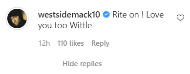 Mack 10's comment on his daughter's birthday tribute to him. | Photo: Instagram/Chaserolison