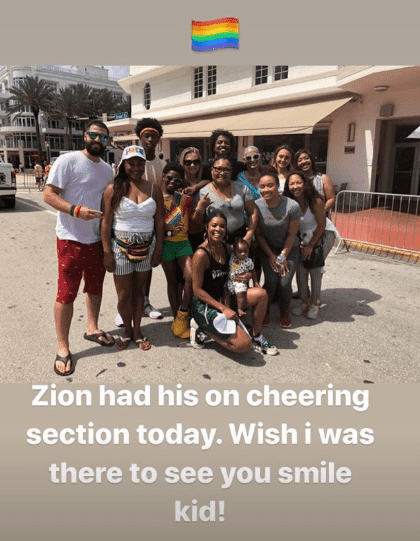 Zion and his support team. | Source: Dwyane Wade Instagram Story