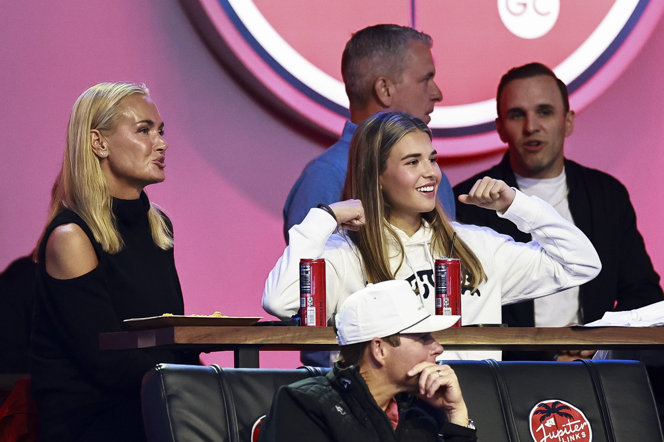Vanessa and Kai Trump look on during a semifinal match between Jupiter Links GC and Boston Common Golf at SoFi Center on March 17, 2026 in Palm Beach Gardens, Florida | Source: Getty Images