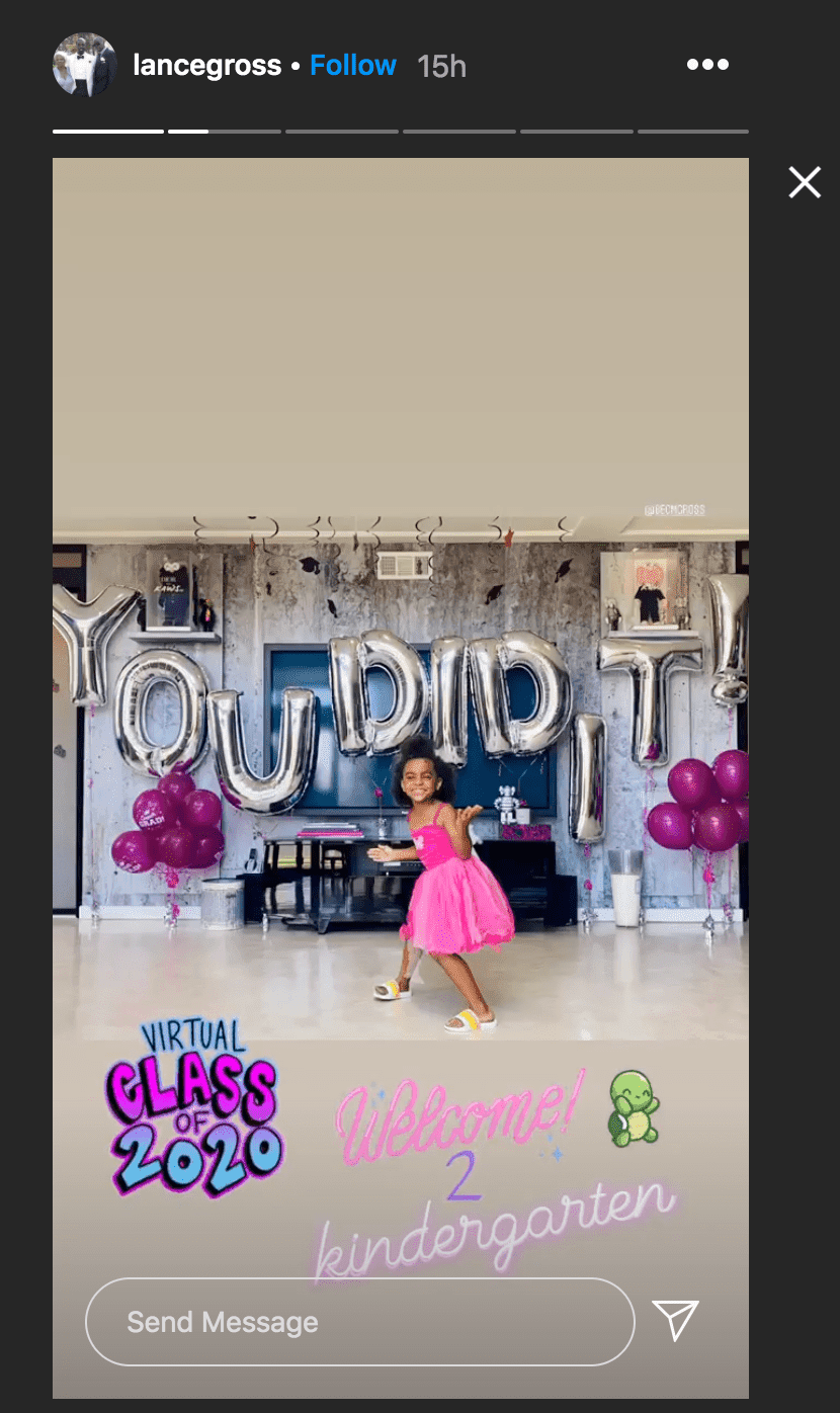 A screenshot of Lance Gross' Instagram story of his daughter | Source: Instagram/LanceGross