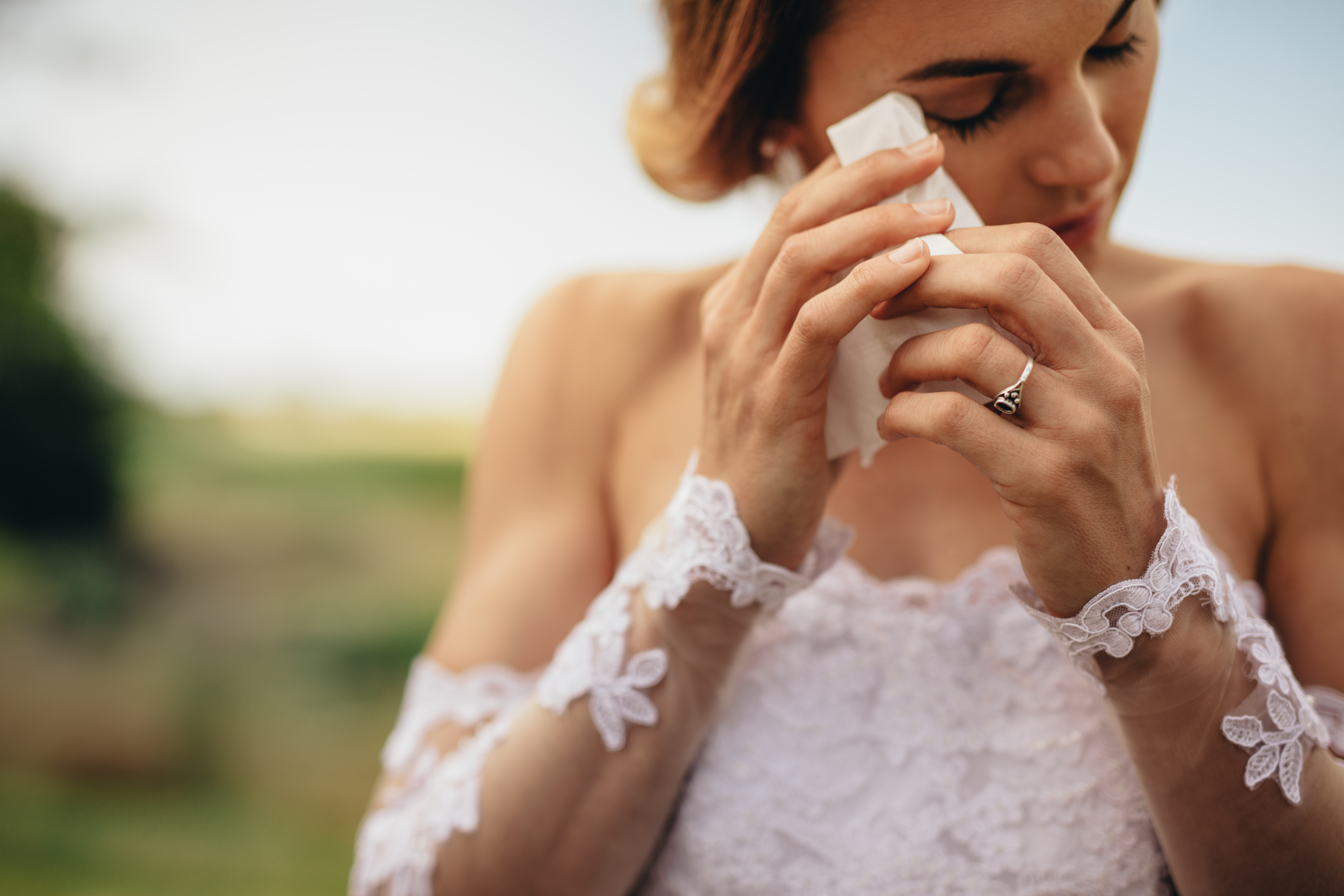 A bride crying on her big day | Source: Shutterstock