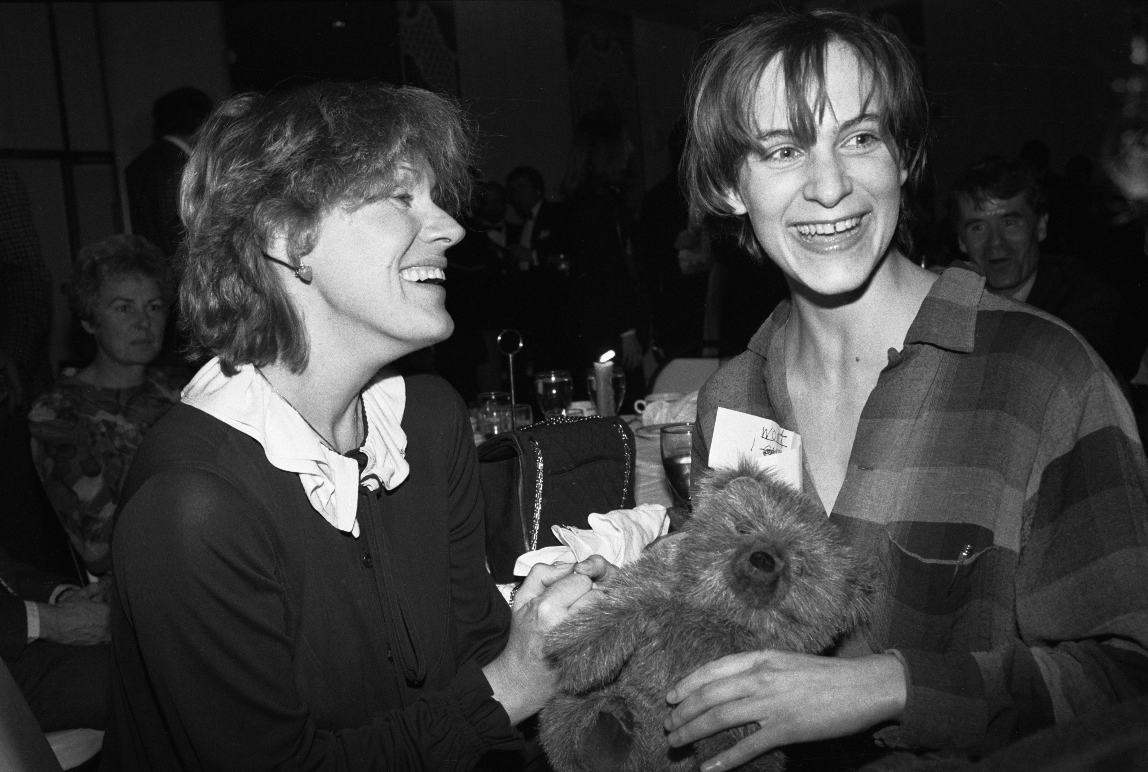 Tammy Grimes is pictured with her daughter, Amanda Plummer, at a party following the opening of "Agnes of God" at an undisclosed location and date | Source: Getty Images