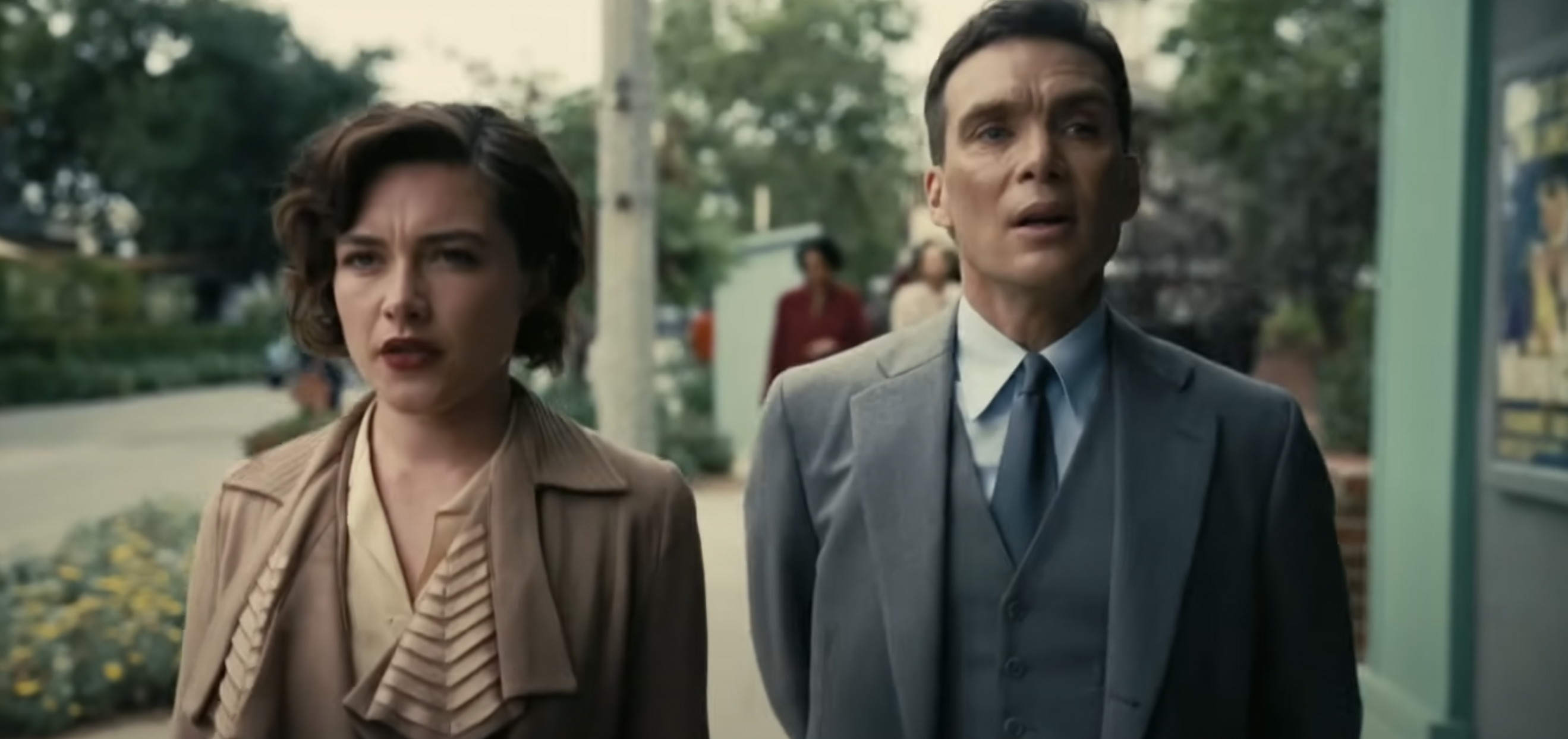 Florence Pugh and Cillian Muphy on the set of "Oppenheimer" posted on December 16, 2023 | Source: YouTube/@UniversalPictures