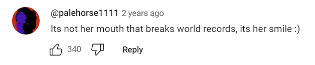User comment on Samantha Ramsdell's story shared in a video dated July 28, 2021 | Source: youtube.com/guinnessworldrecords