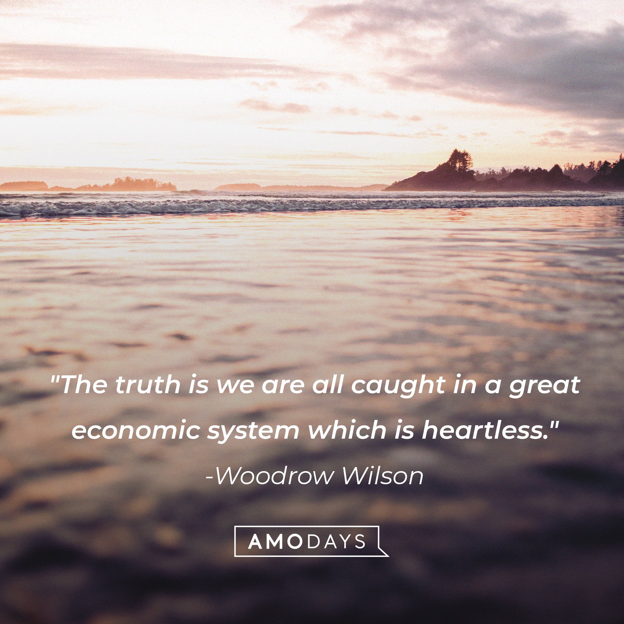 Woodrow Wilson's quote: "The truth is we are all caught in a great economic system which is heartless." | Image: AmoDays