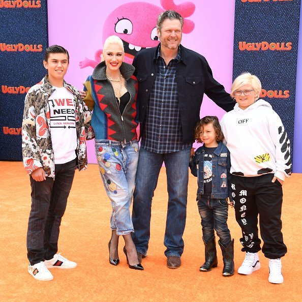 Kingston Rossdale, Gwen Stefani, Blake Shelton, Apollo Rossdale, and Zuma Rossdale at the STX Films World Premiere Of "UglyDolls" at Regal Cinemas L.A. Live | Photo: Getty Imagess