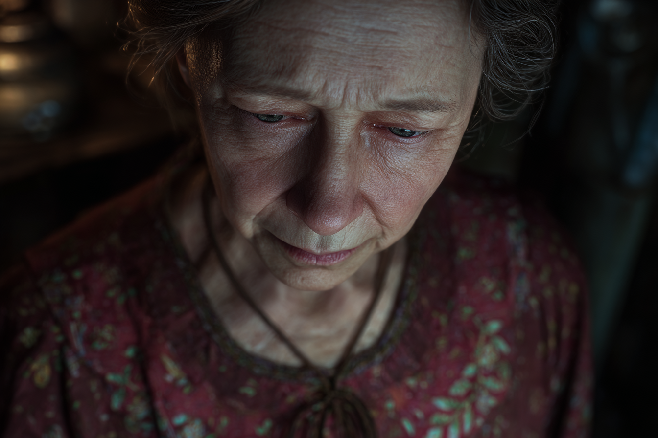 An older woman looking down | Source: Midjourney