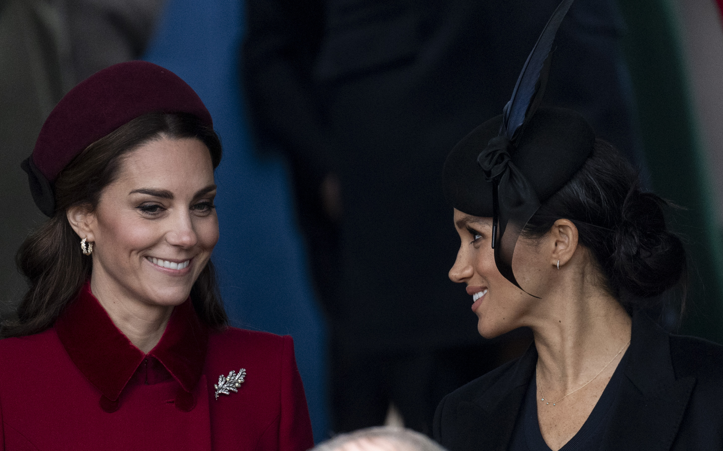 Princess Catherine and Meghan Markle at the Christmas Day Church service at Church of St Mary Magdalene on the Sandringham estate on December 25, 2018 | Source: Getty Images