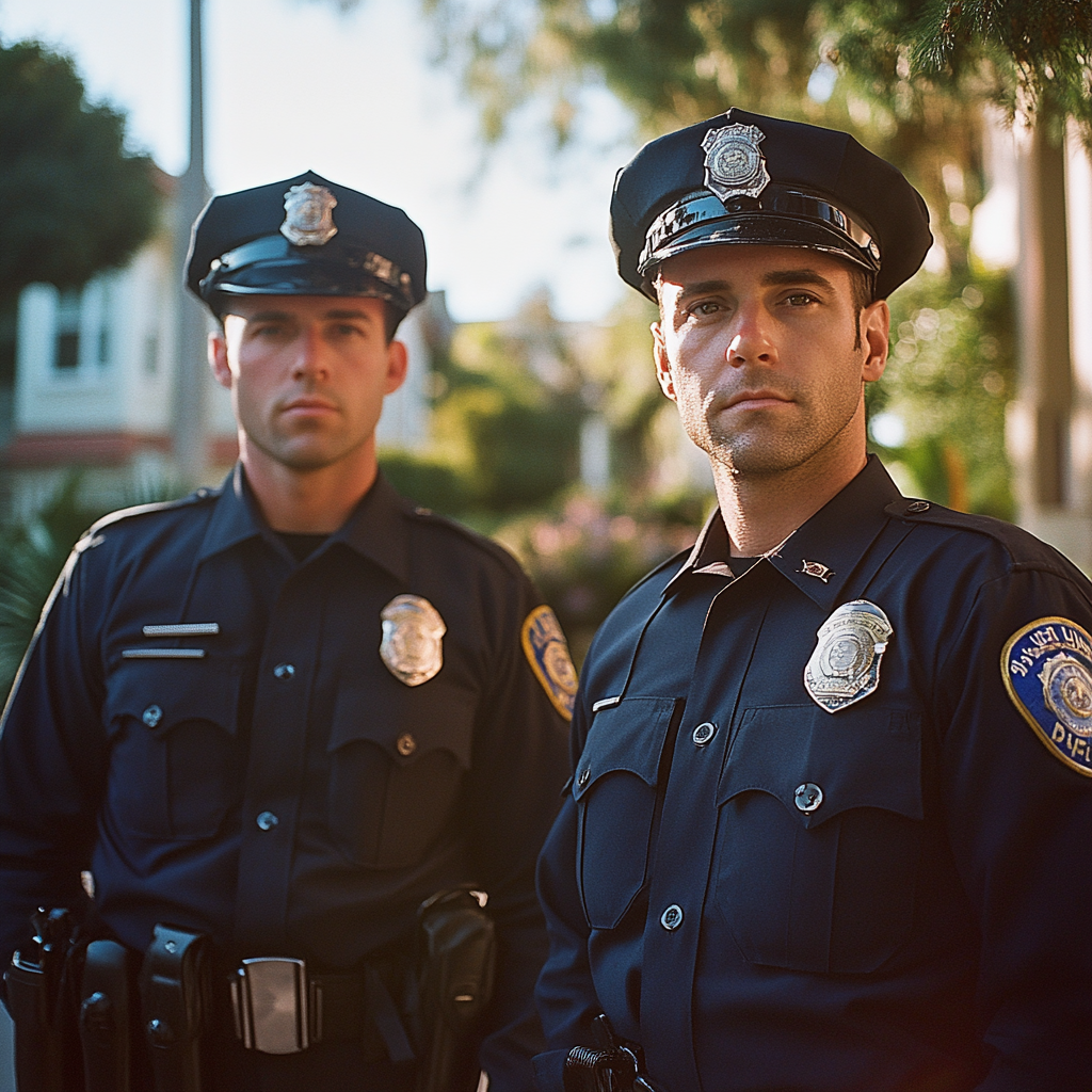 Two officers talking to someone | Source: Midjourney