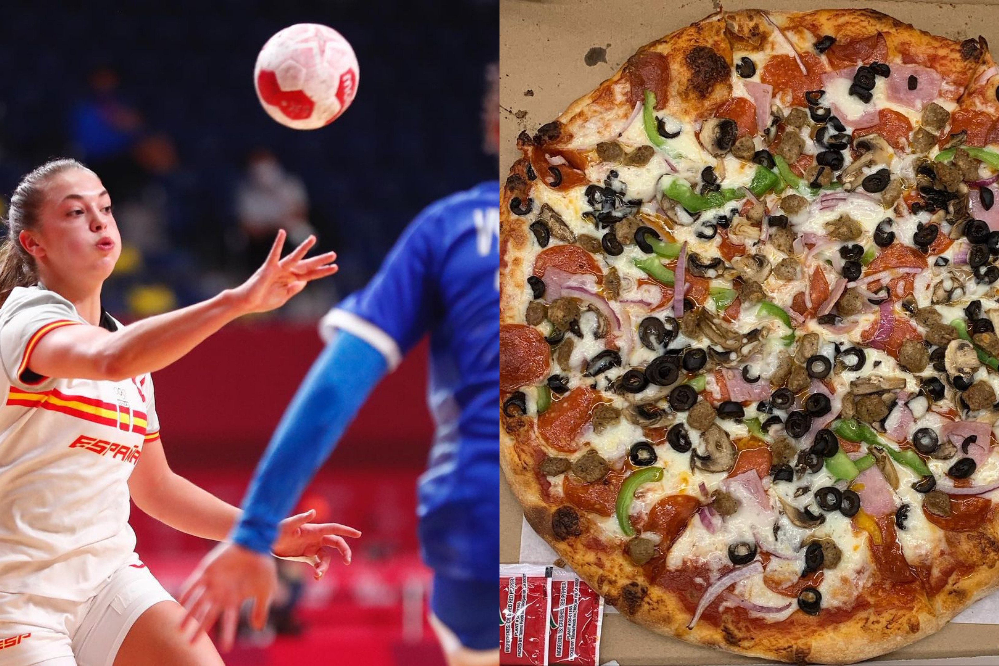 Handball player alongside the Works Pizza | Source: Instagram - Instagram