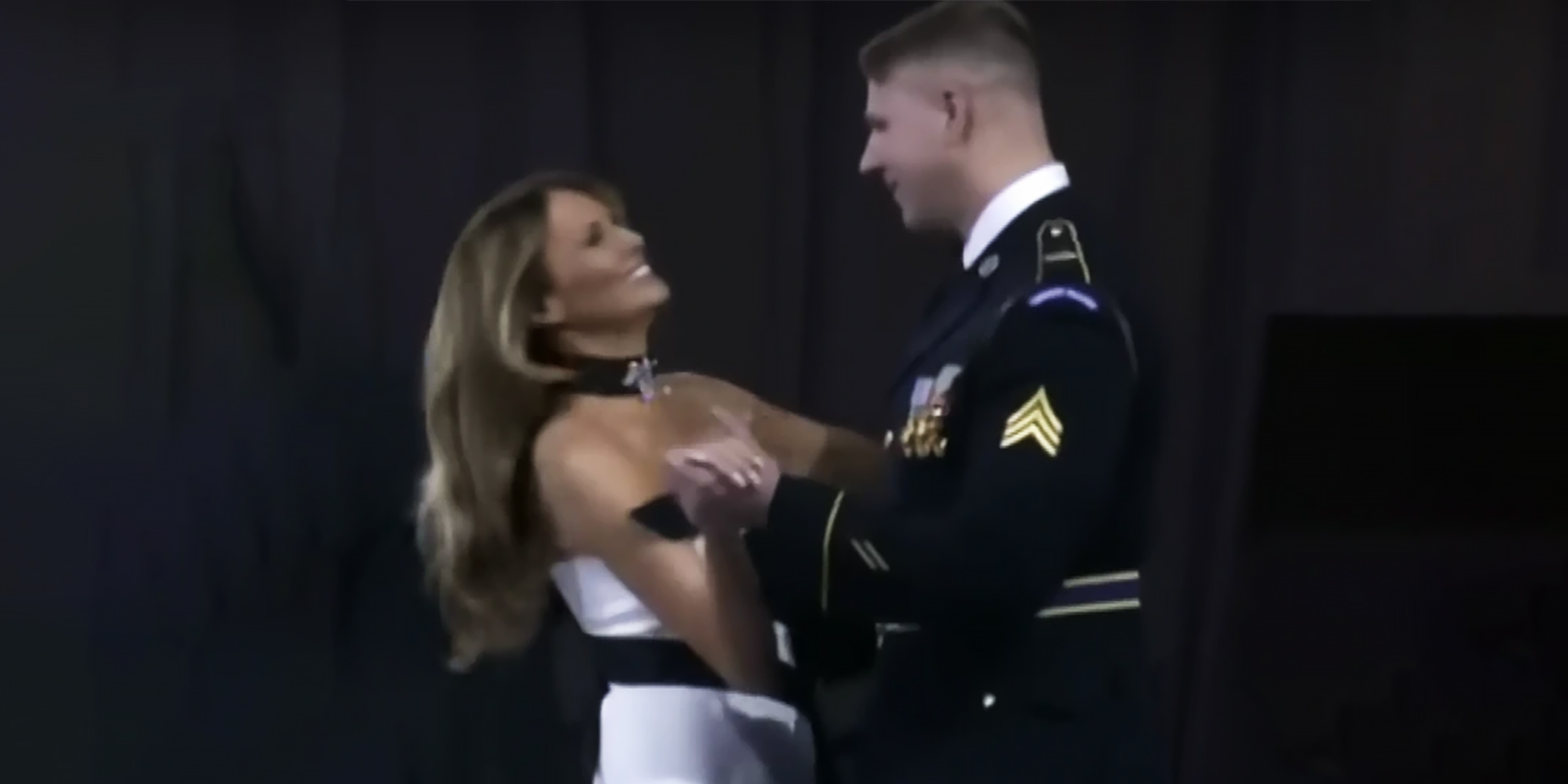 First Lady Melania Trump and U.S. Army Sergeant Henry Waller | Source: YouTube/@InsideEdition