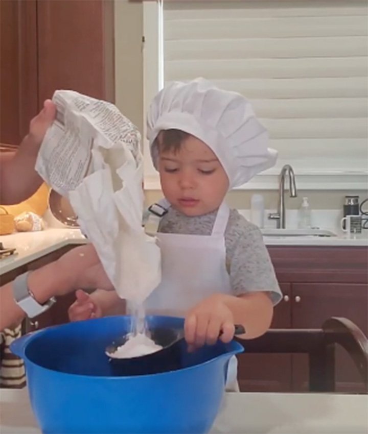 Viral child star from Indiana Cade Hagedorn captured on his most famous clip from his Instagram cooking show in September 2020. I Image: Getty Images.