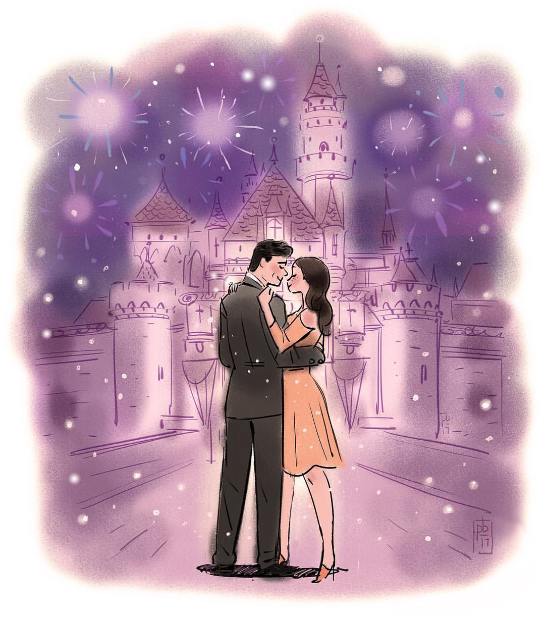 An illustration of John Stamos and Caitlin McHugh from a post dated October 23, 2017. | Source: Instagram/johnstamos
