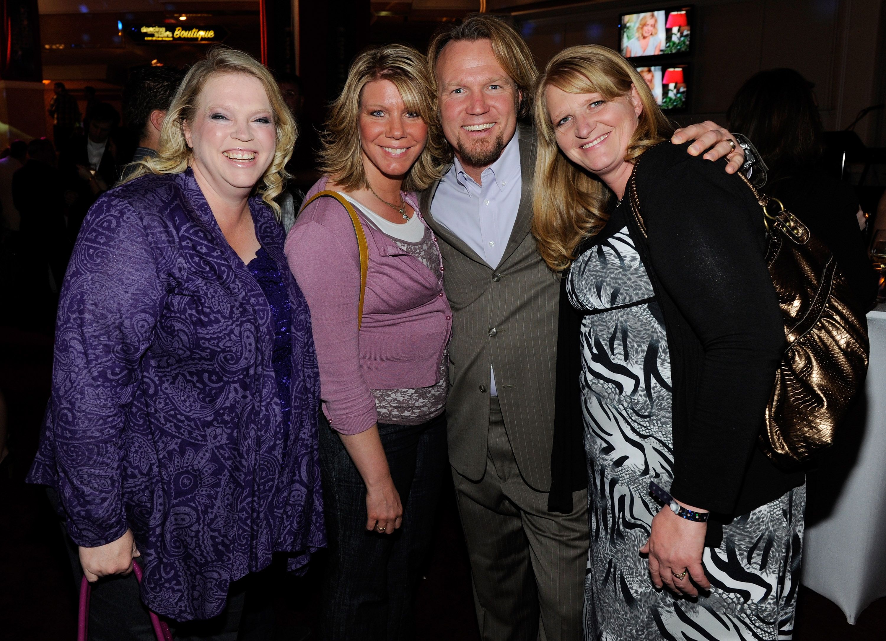Janelle Brown, Meri Brown, Kody Brown and Christine Brown from "Sister Wives" at a pre-show reception for the grand opening of "Dancing With the Stars: Live in Las Vegas" at the New Tropicana Las Vegas April 13, 2012 | Photo: Getty Images