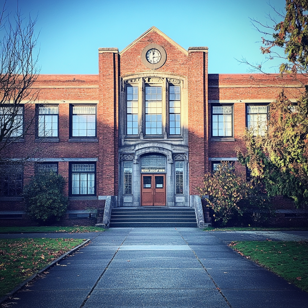 The exterior of a high school | Source: Midjourney