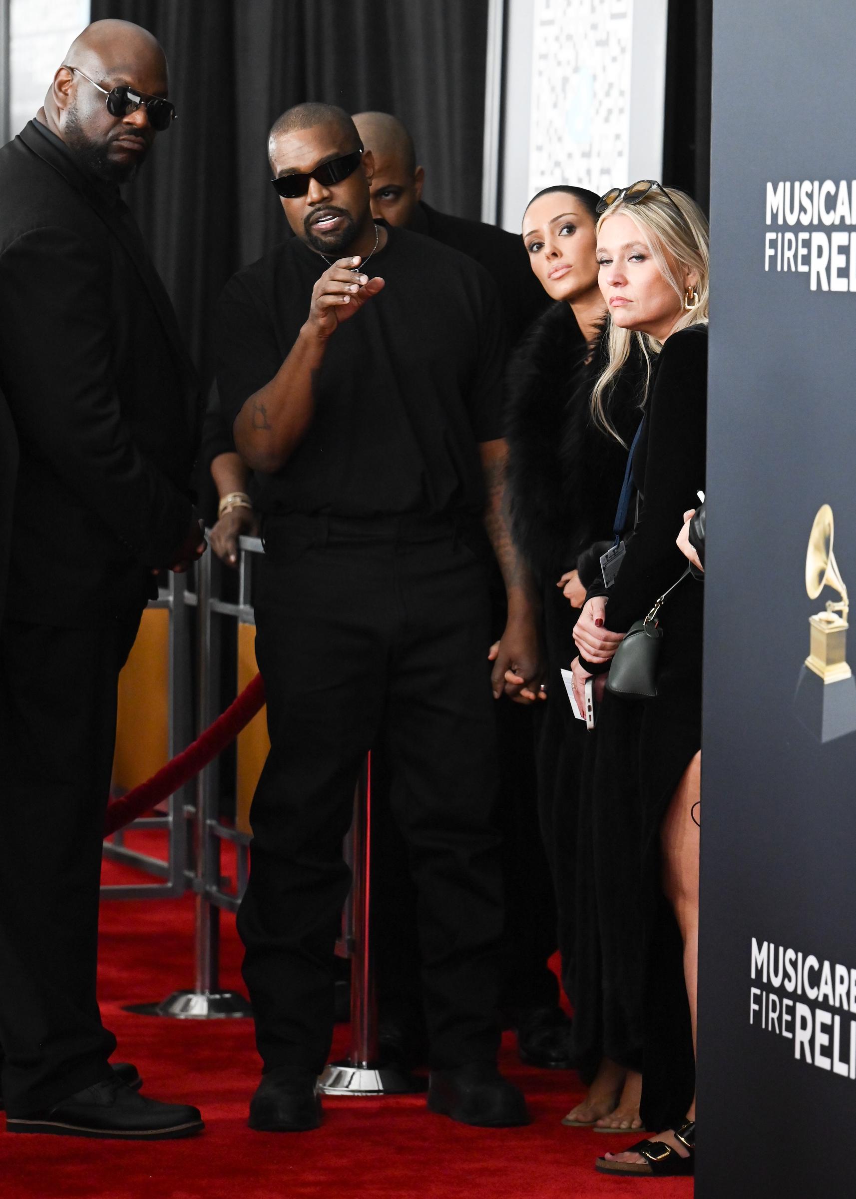 Kanye West and Bianca Censori are seen at the 67th GRAMMY Awards held at the Crypto.com Arena on February 2, 2025, in Los Angeles, California | Source: Getty Images