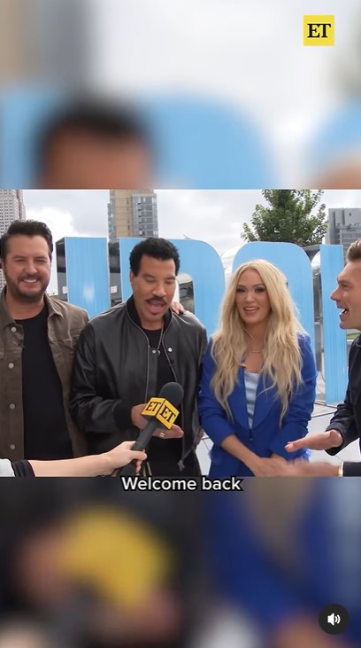 Luke Bryan, Lionel Richie, and Ryan Seacrest welcome Carrie Underwood back as an "American Idol" judge in a clip uploaded on October 3, 2024 | Source: YouTube/entertainmenttonight